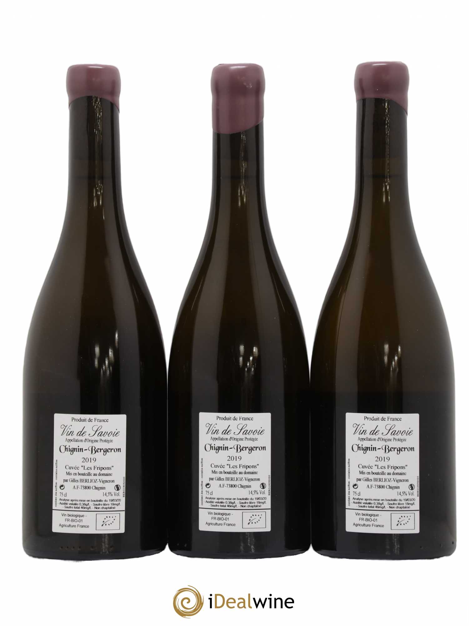 Vin de Savoie Chignin-Bergeron Les Fripons Gilles Berlioz 2019 - Lot de 3 bouteilles - 1