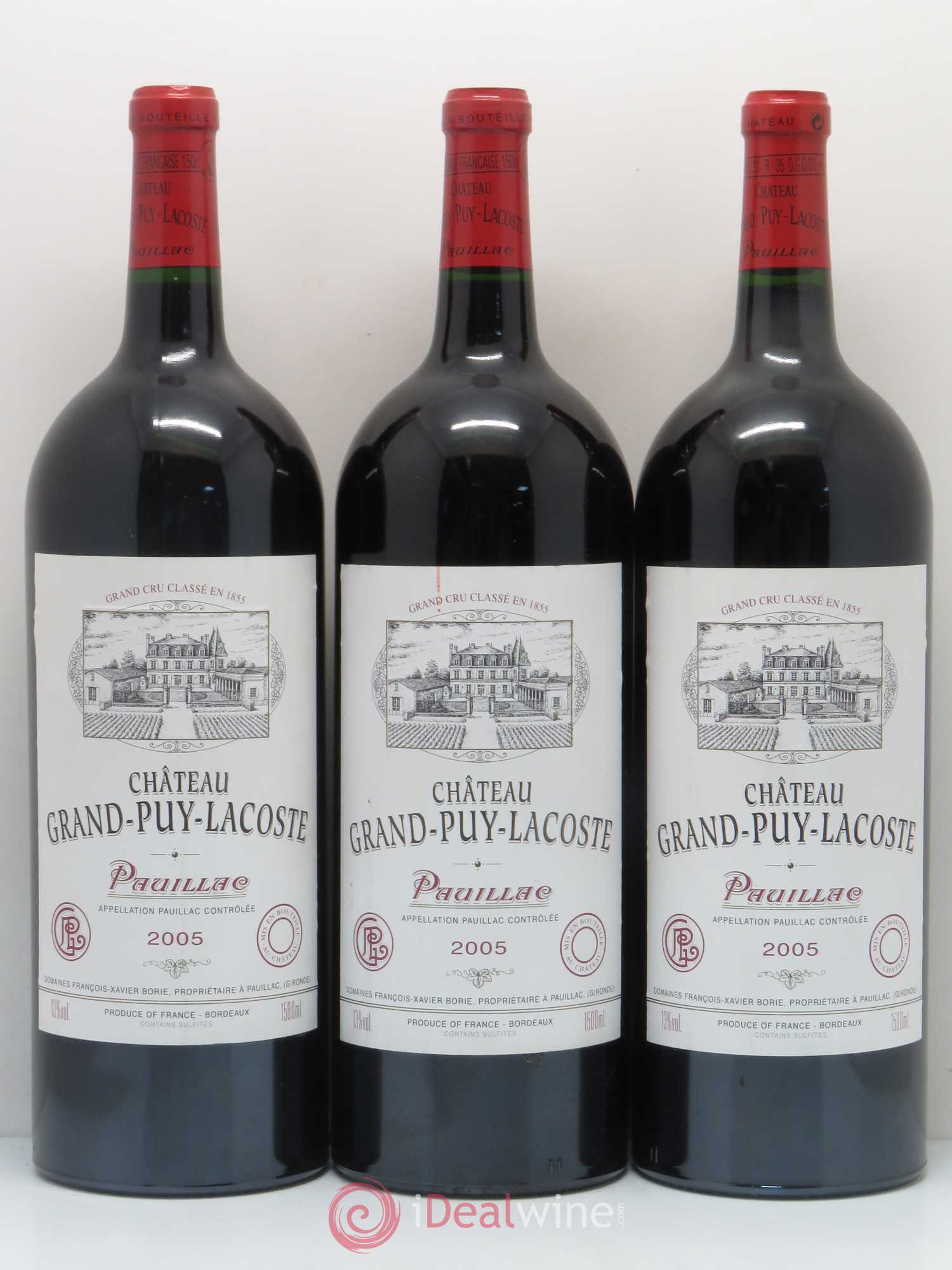 Château Grand Puy Lacoste 5ème Grand Cru Classé 2005 - Lot de 3 magnums - 0