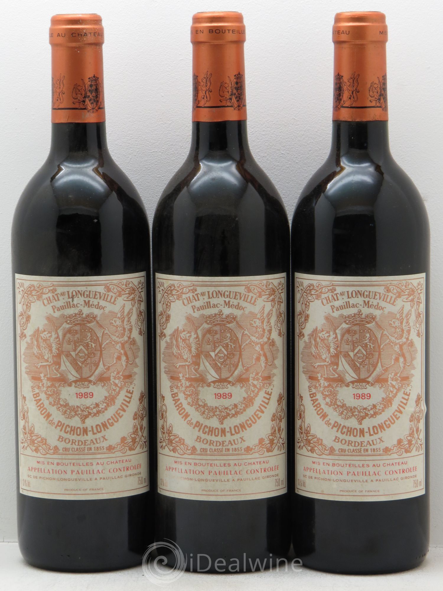 Pichon Longueville Baron 2ème Grand Cru Classé 1989 - Lot de 3 bouteilles - 0