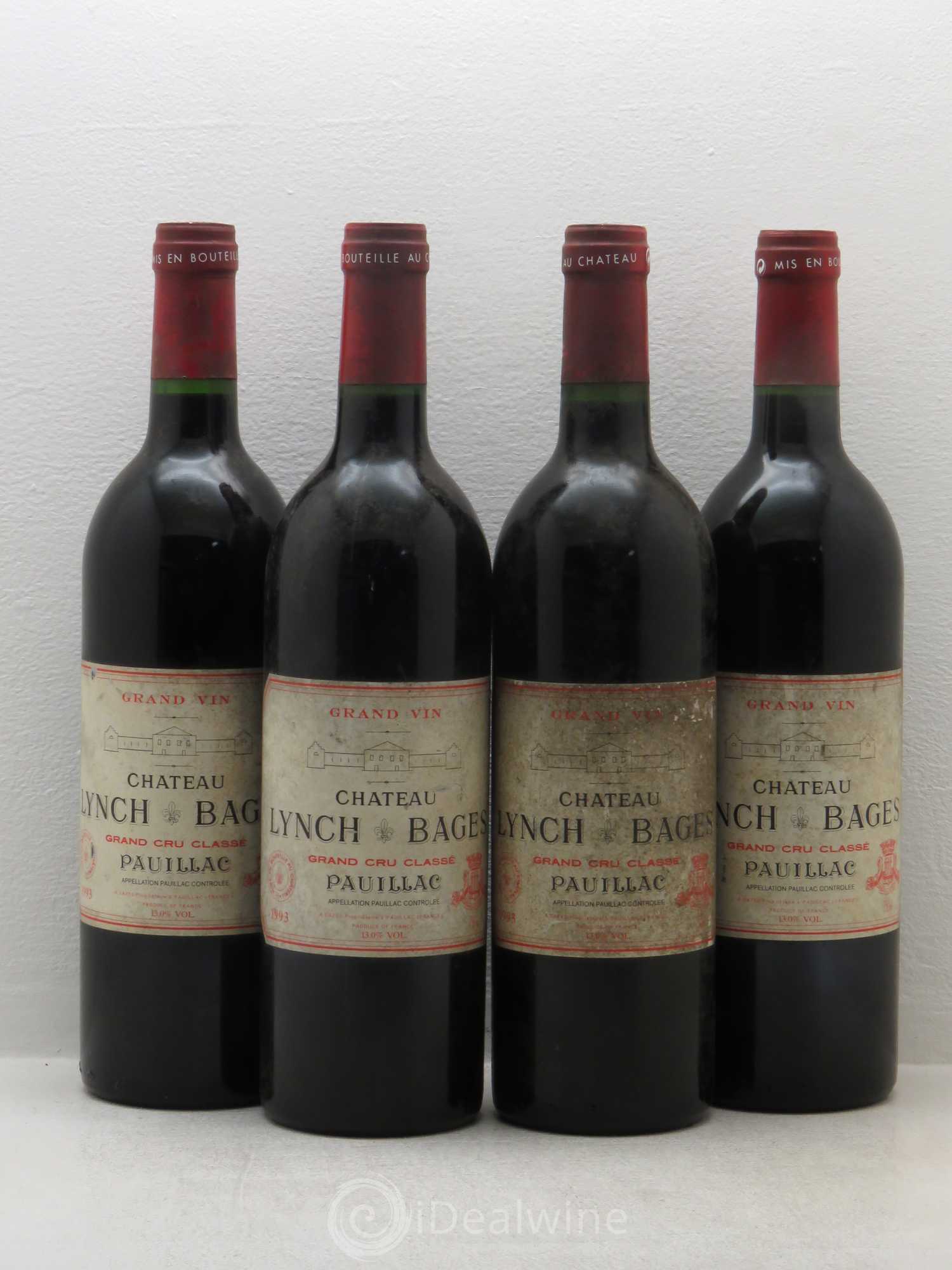 Château Lynch Bages 5ème Grand Cru Classé 1993 - Lot de 4 bouteilles - 0
