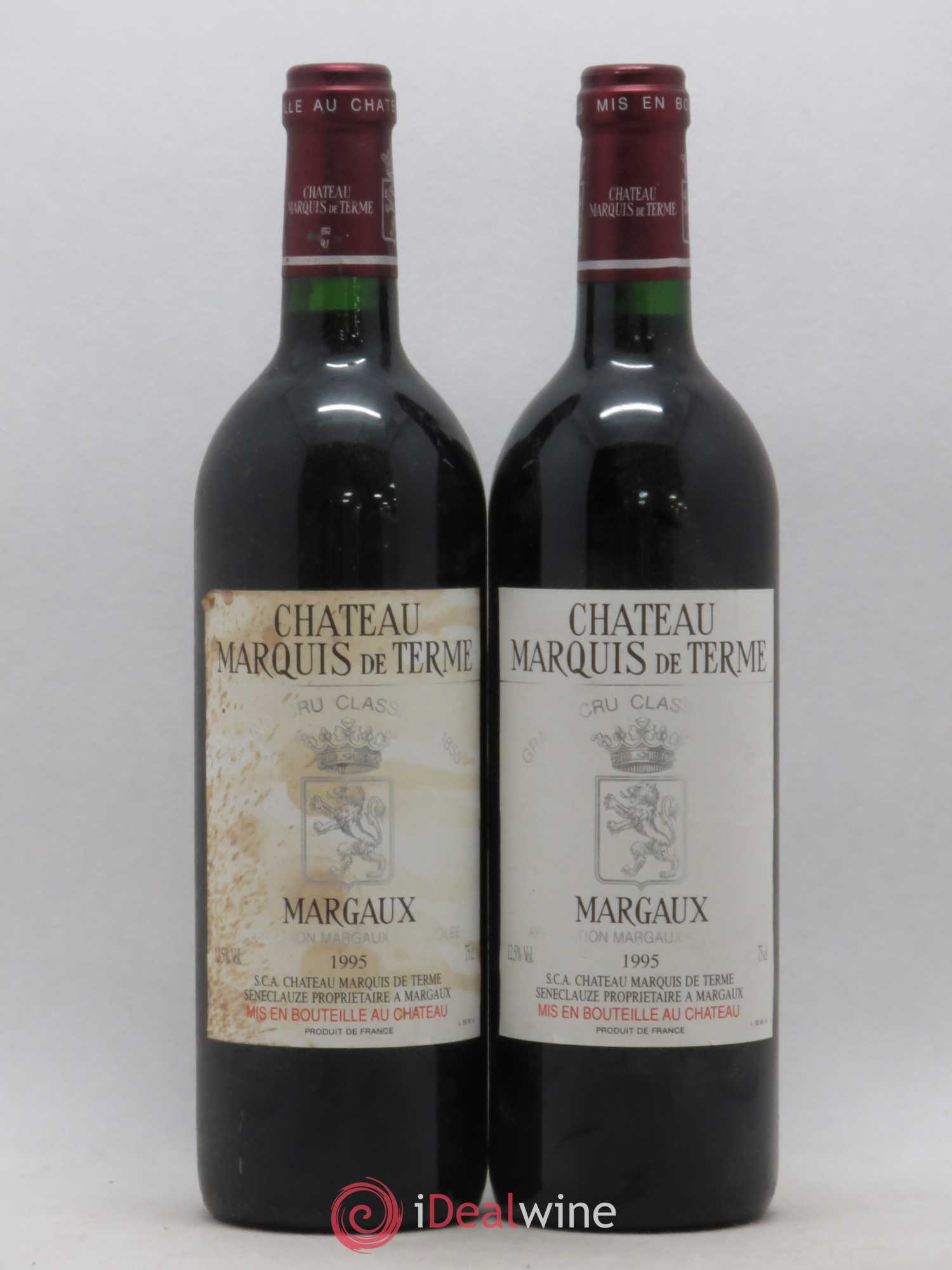 Château Marquis de Terme 4ème Grand Cru Classé 1995 - Lot de 2 bouteilles - 0