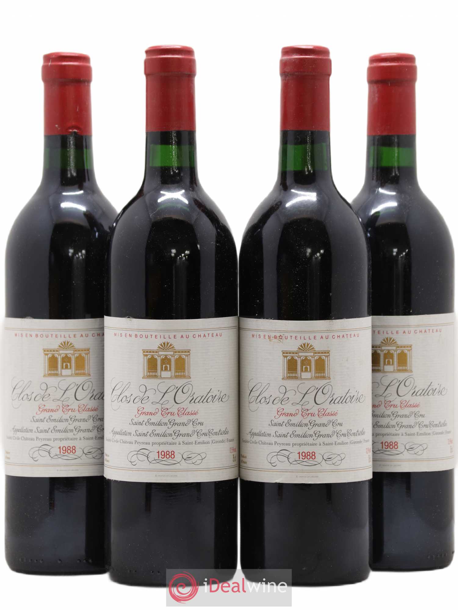 Clos de l'Oratoire Grand Cru Classé 1988 - Lot de 4 bouteilles - 0