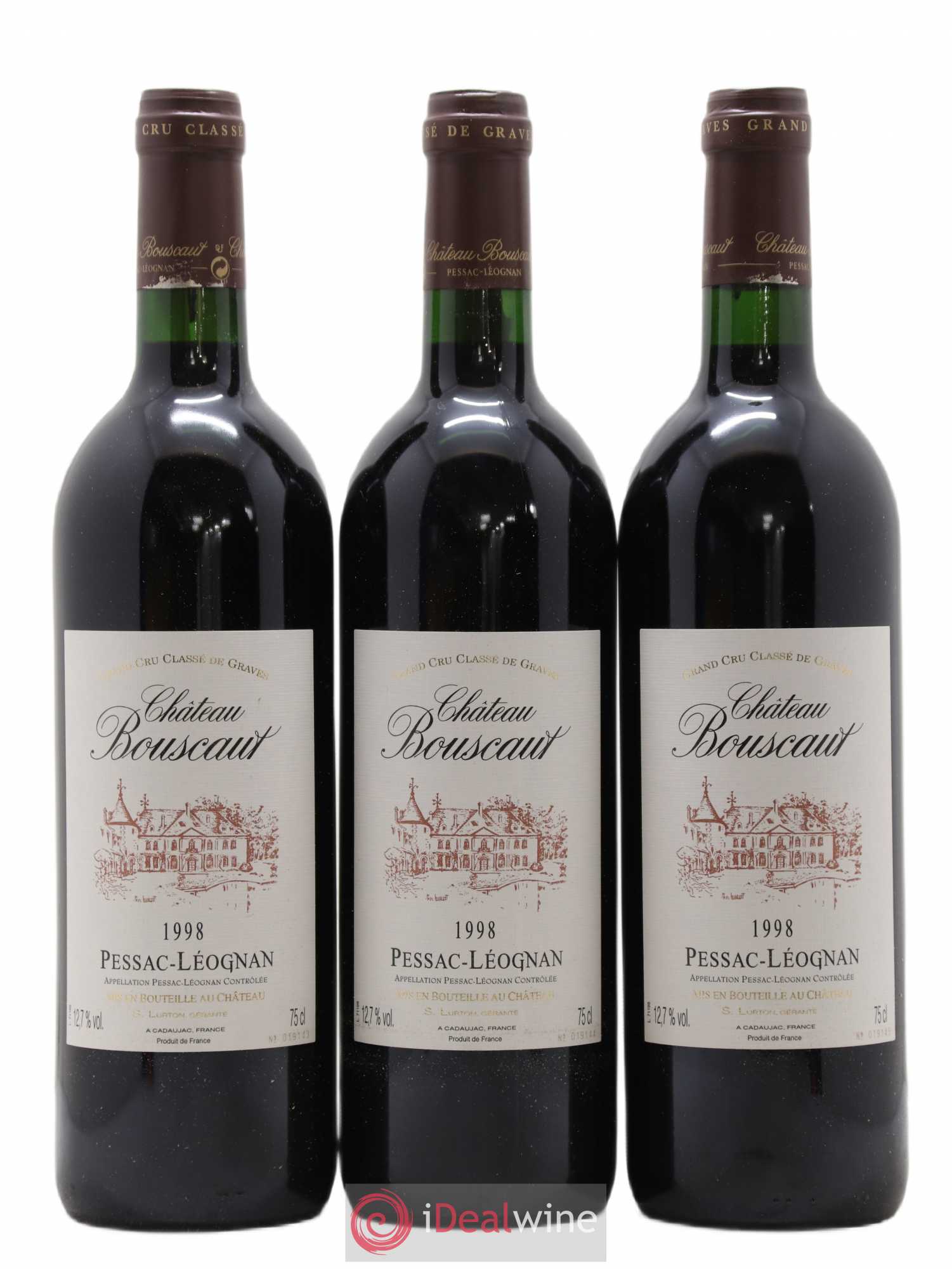 Château Bouscaut Cru Classé de Graves 1998 - Lot de 3 bouteilles - 0