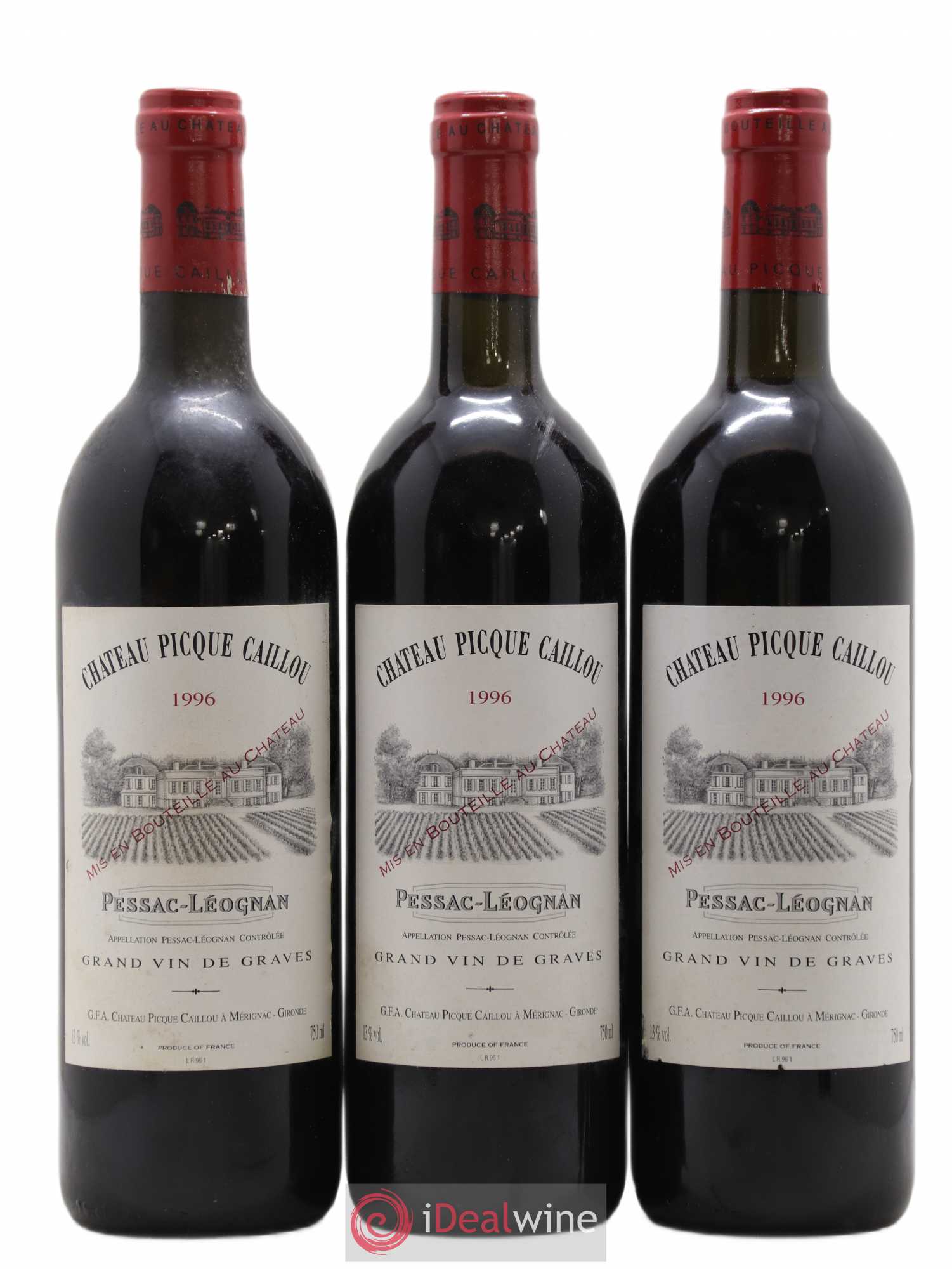 Château Picque Caillou 1996 - Lot de 3 bouteilles - 0