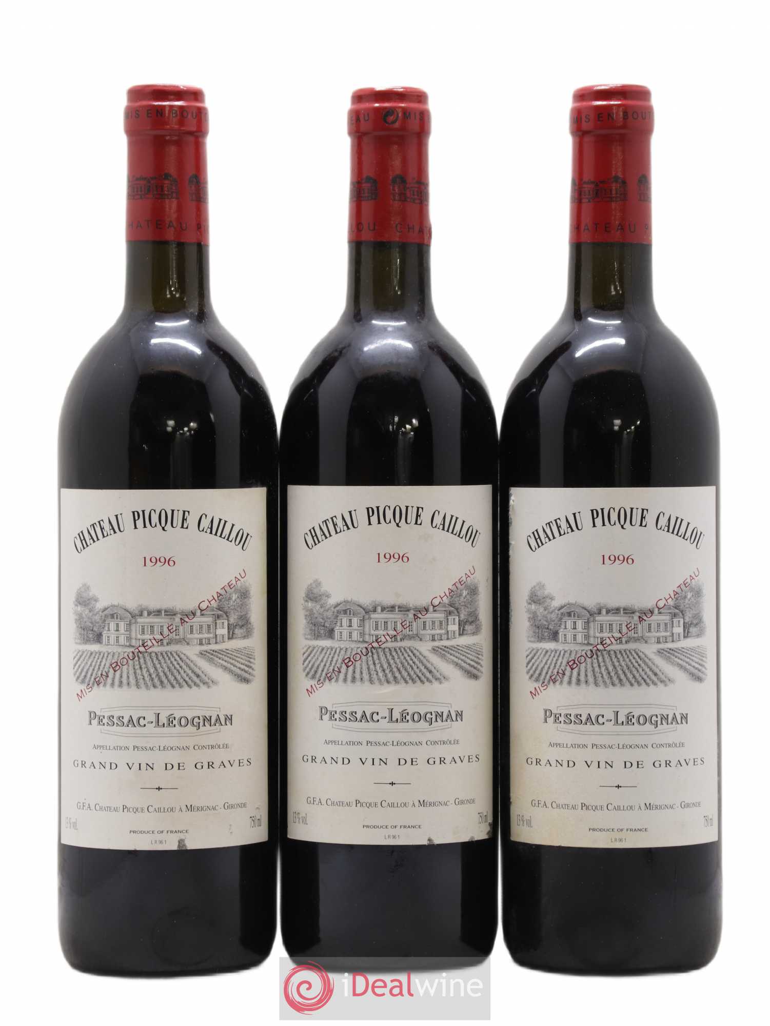 Château Picque Caillou 1996 - Lot de 3 bouteilles - 0