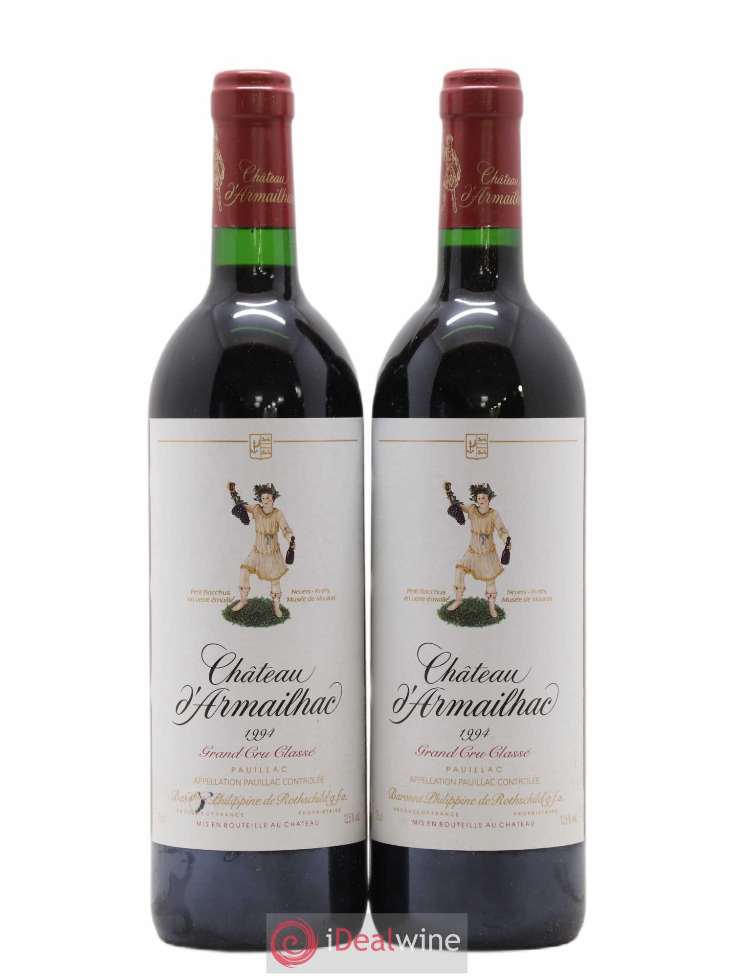 Château d' Armailhac - Mouton Baron(ne) Philippe 5ème Grand Cru Classé 1994 - Lot de 2 bouteilles - 0