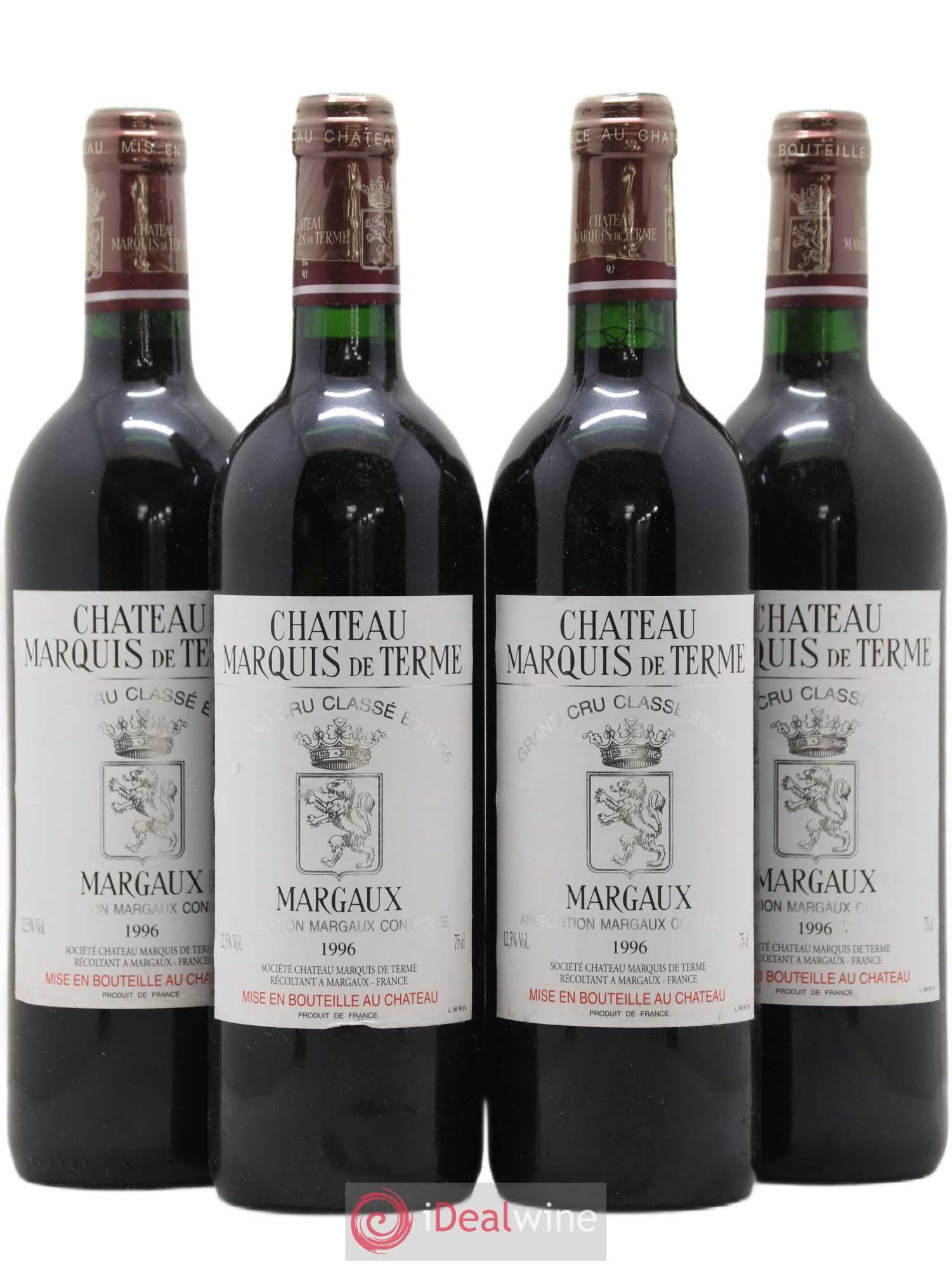 Château Marquis de Terme 4ème Grand Cru Classé 1996 - Lot de 4 bouteilles - 0