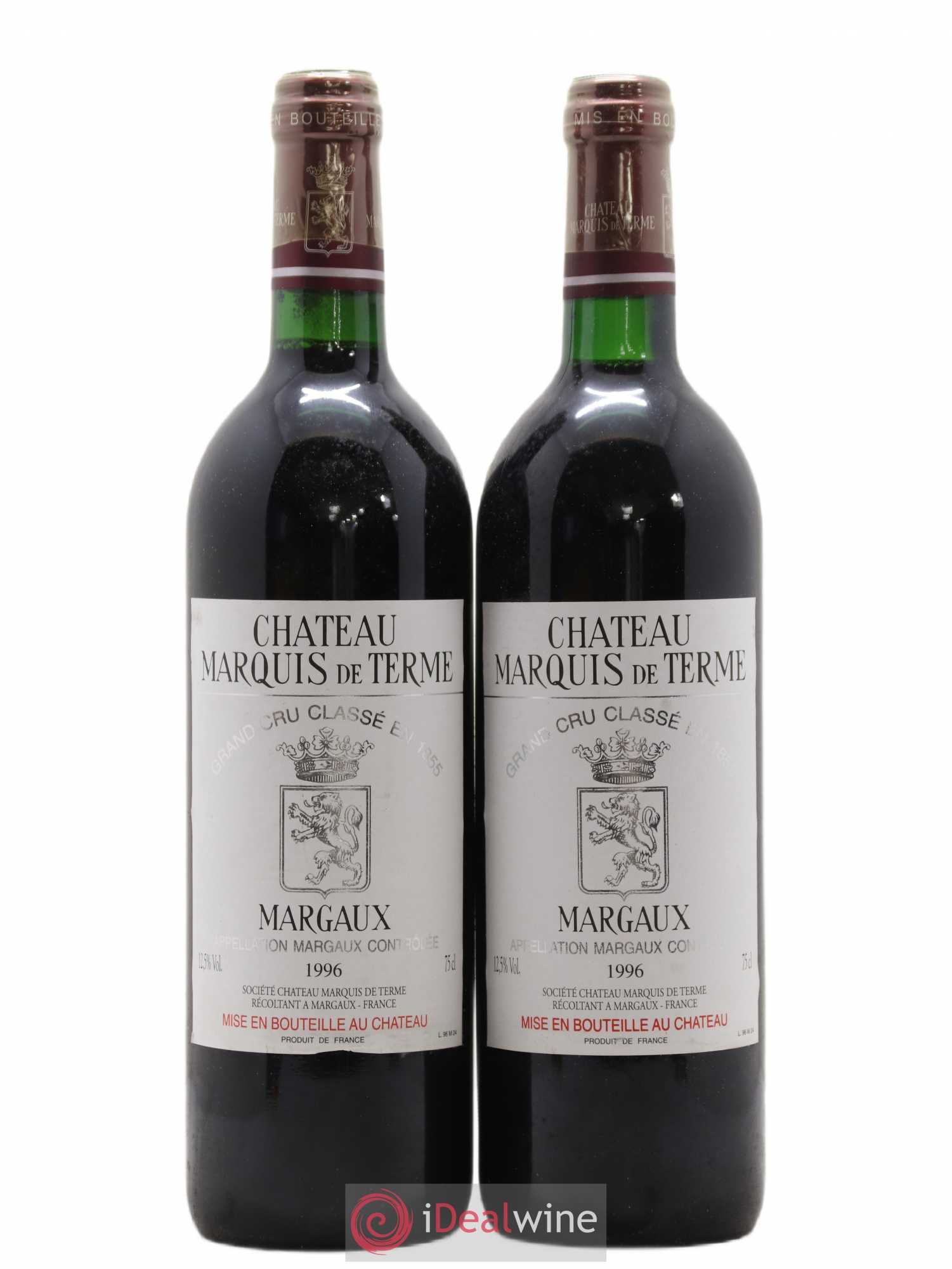 Château Marquis de Terme 4ème Grand Cru Classé 1996 - Lot de 2 bouteilles - 0