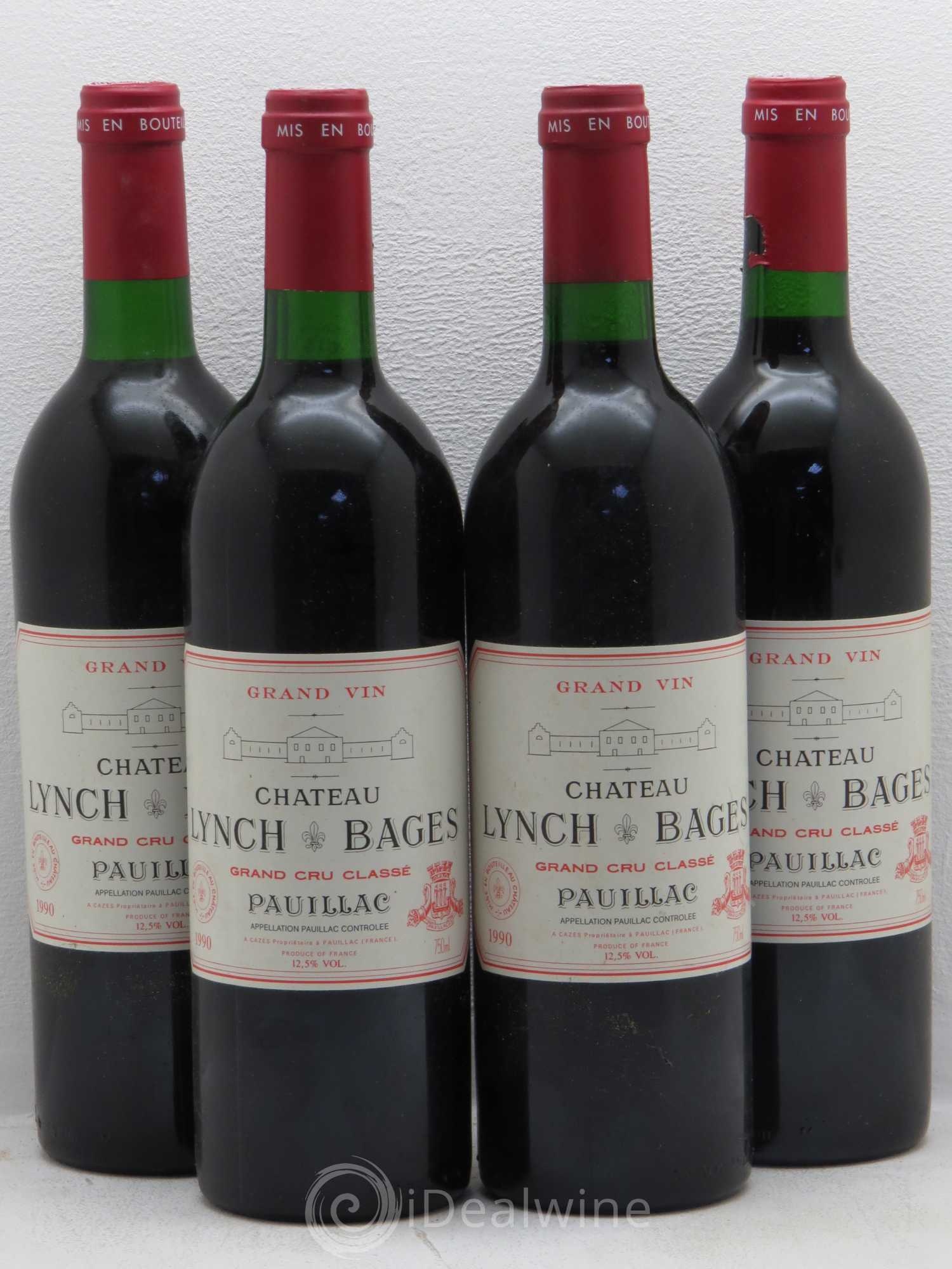 Château Lynch Bages 5ème Grand Cru Classé 1990 - Lot de 4 bouteilles - 0