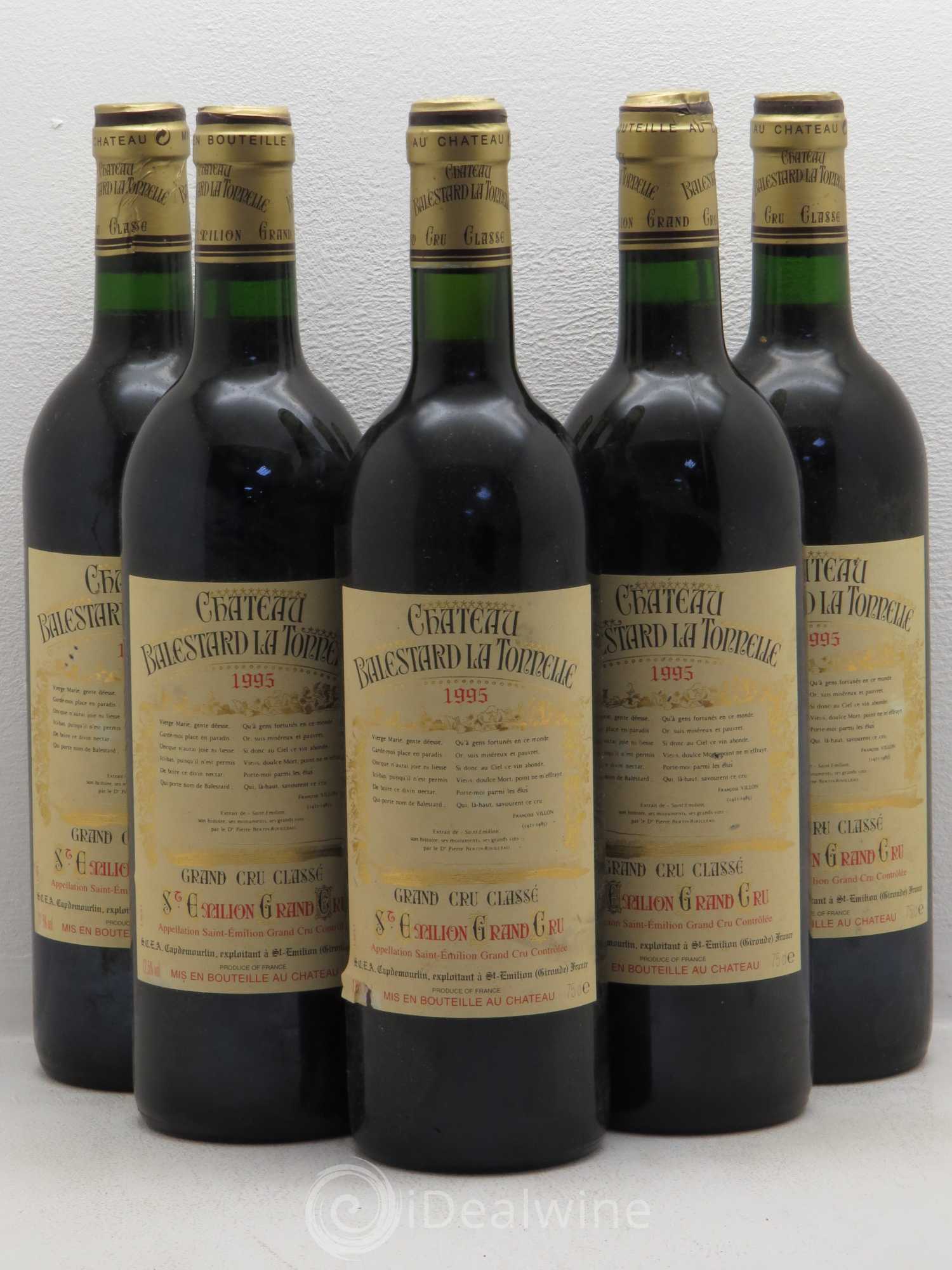 Château Balestard 1995 - Lot de 5 bouteilles - 0