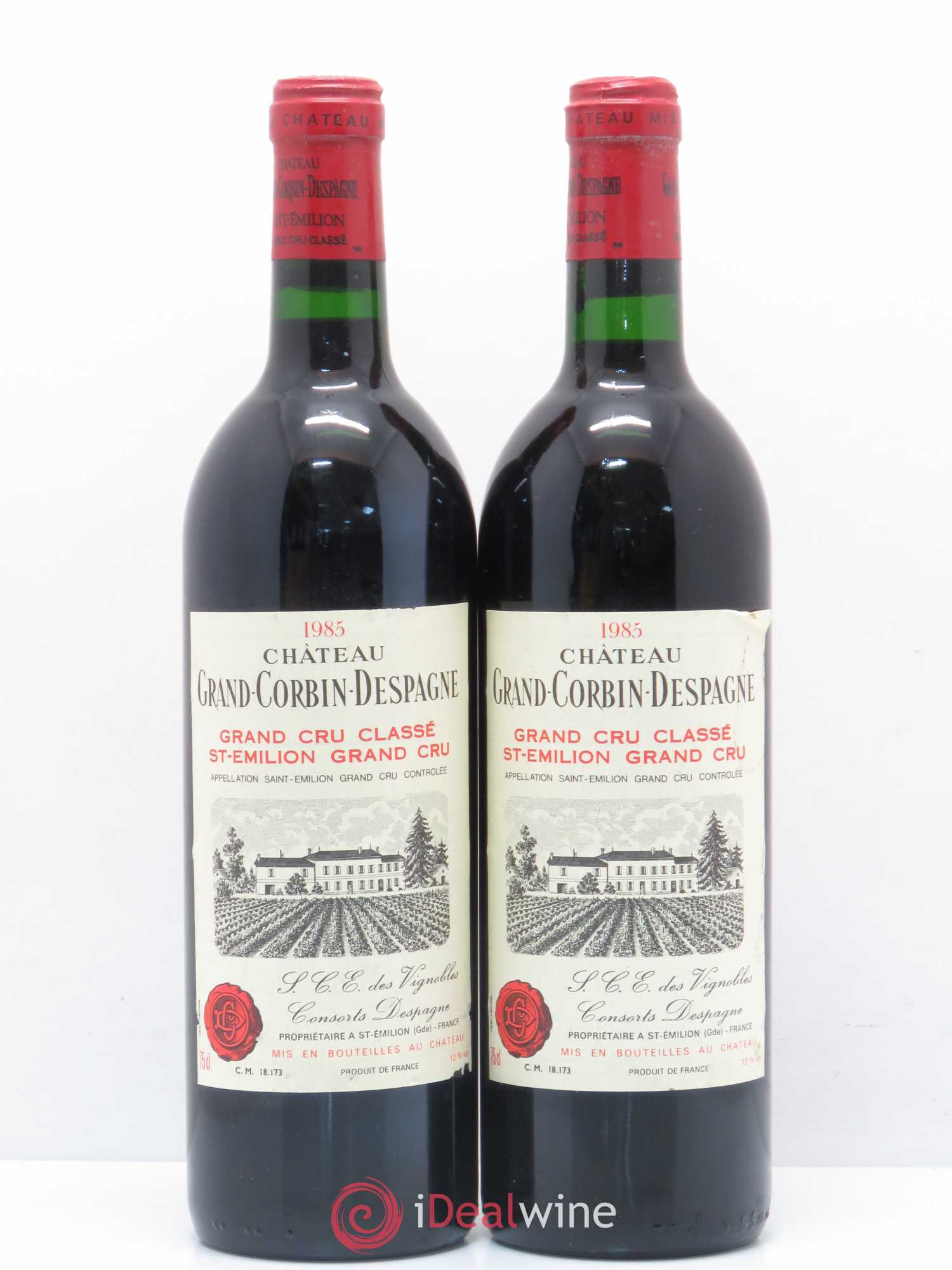 Château Grand Corbin Despagne Grand Cru Classé 1985 - Lot de 2 bouteilles - 0