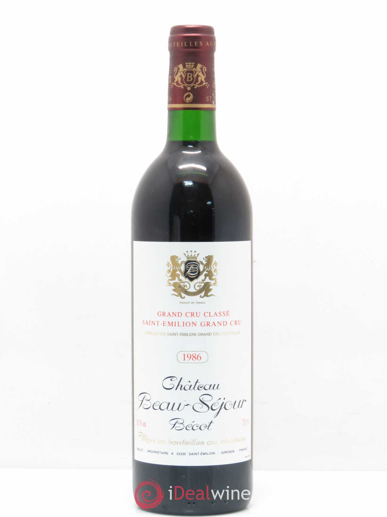 Château Beau-Séjour Bécot 1er Grand Cru Classé B 1986 - Lot de 1 bouteille - 0