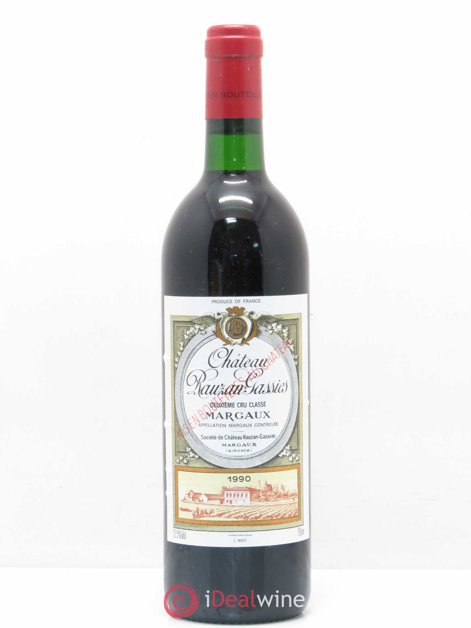 Château Rauzan-Gassies 2ème Grand Cru Classé 1990 - Lot de 1 bouteille - 0