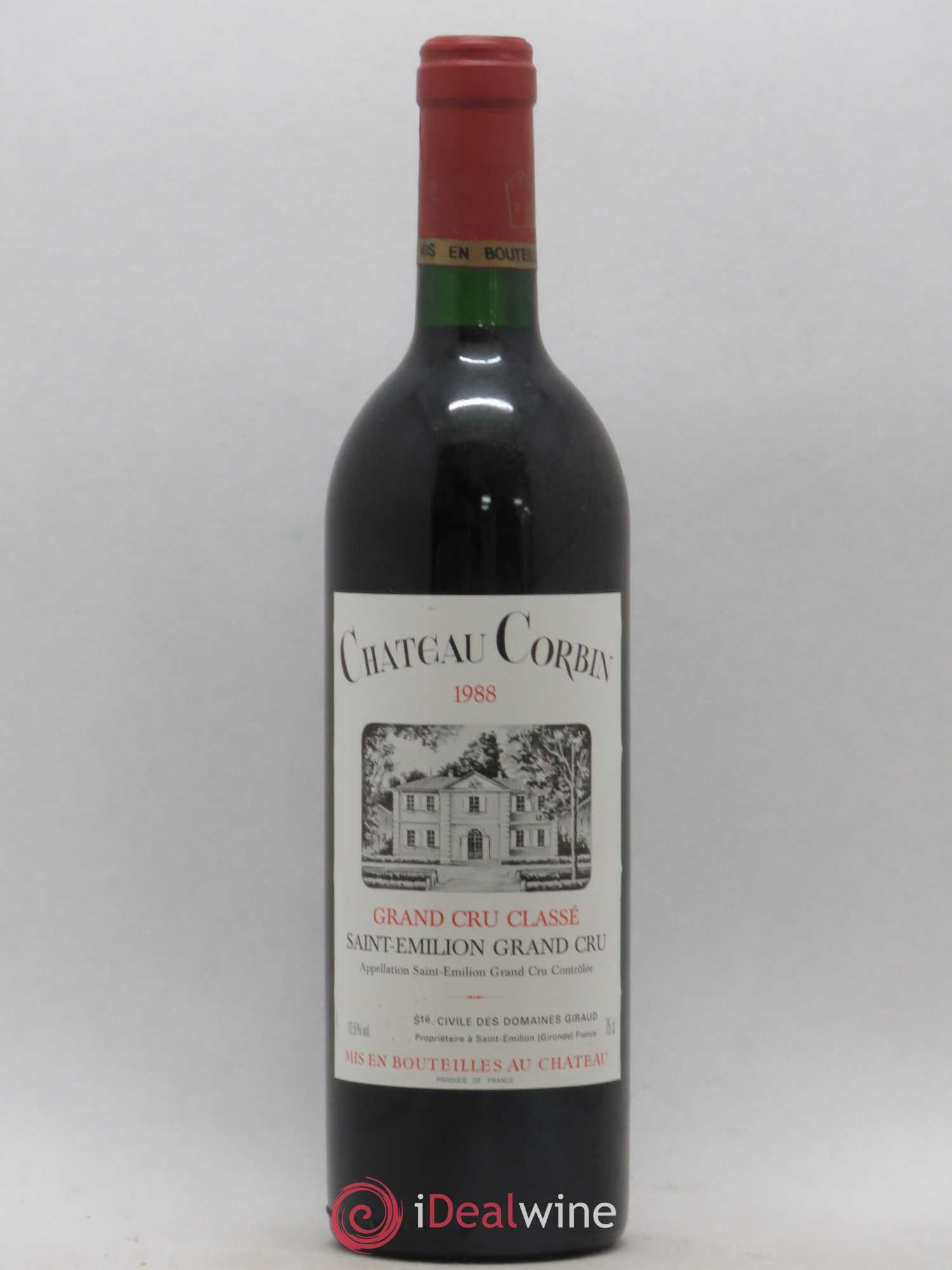 Château Corbin Grand Cru Classé 1988 - Lot de 1 bouteille - 0
