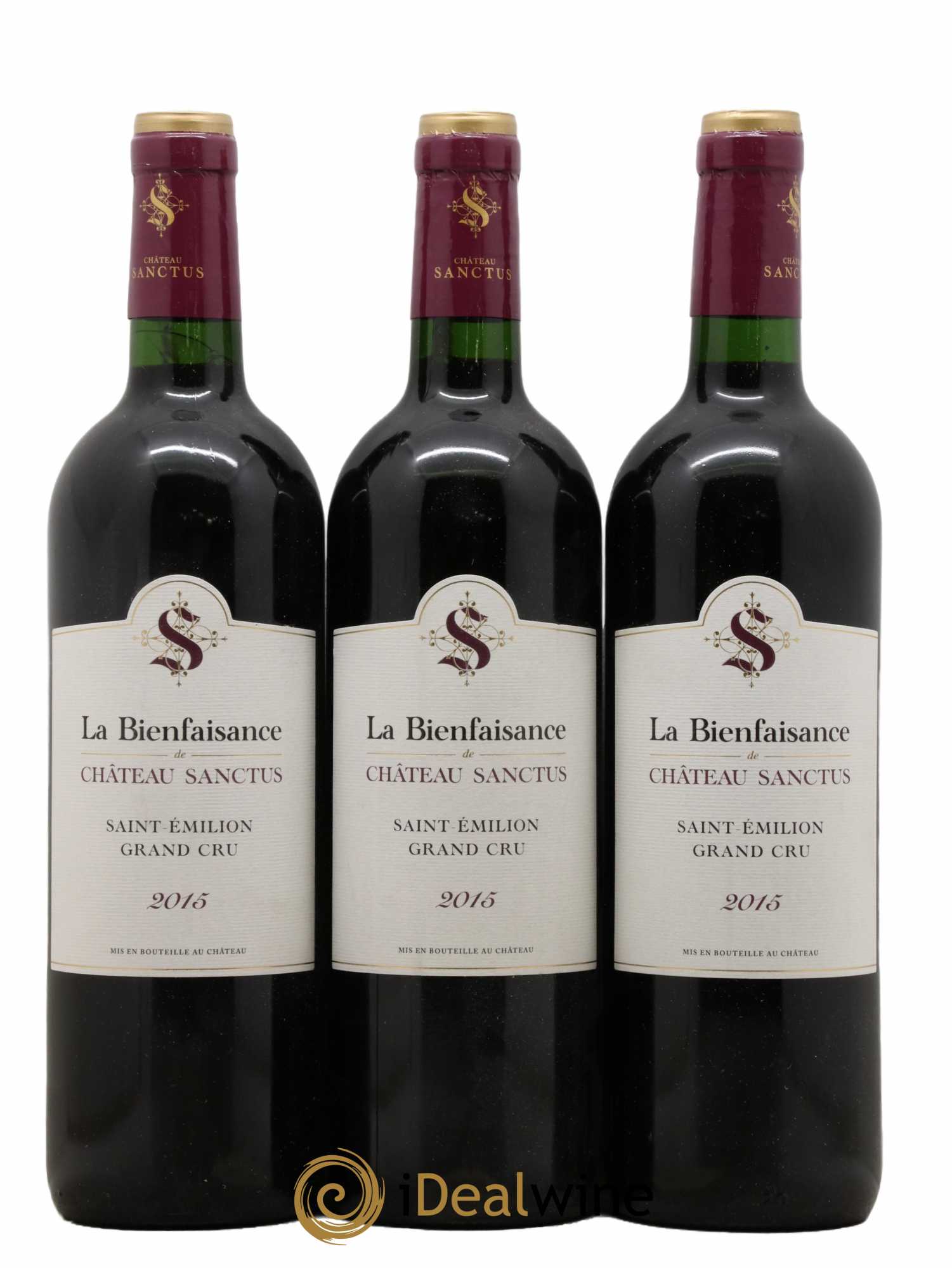 Saint-Émilion Grand Cru La Bienfaisance Château Sanctus 2015 - Lot de 3 bouteilles - 0
