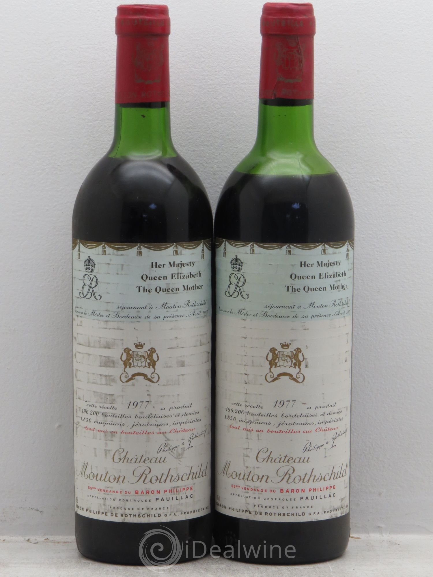 Château Mouton Rothschild 1er Grand Cru Classé 1977 - Lot de 2 bouteilles - 0