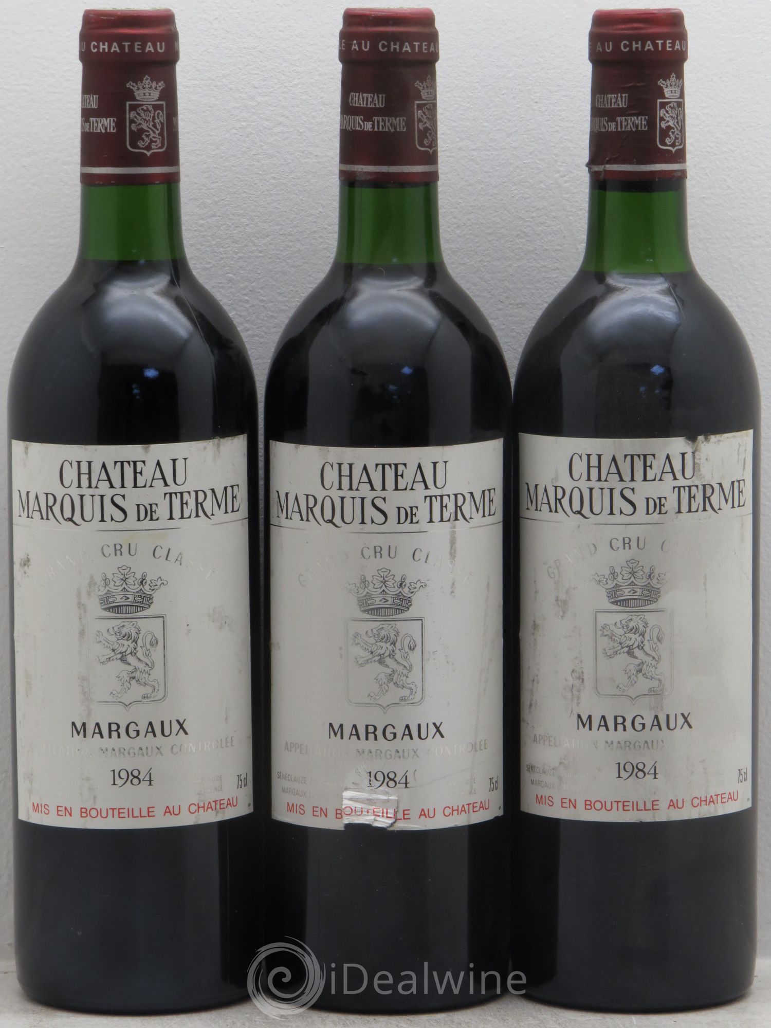 Château Marquis de Terme 4ème Grand Cru Classé 1984 - Lot de 3 bouteilles - 0