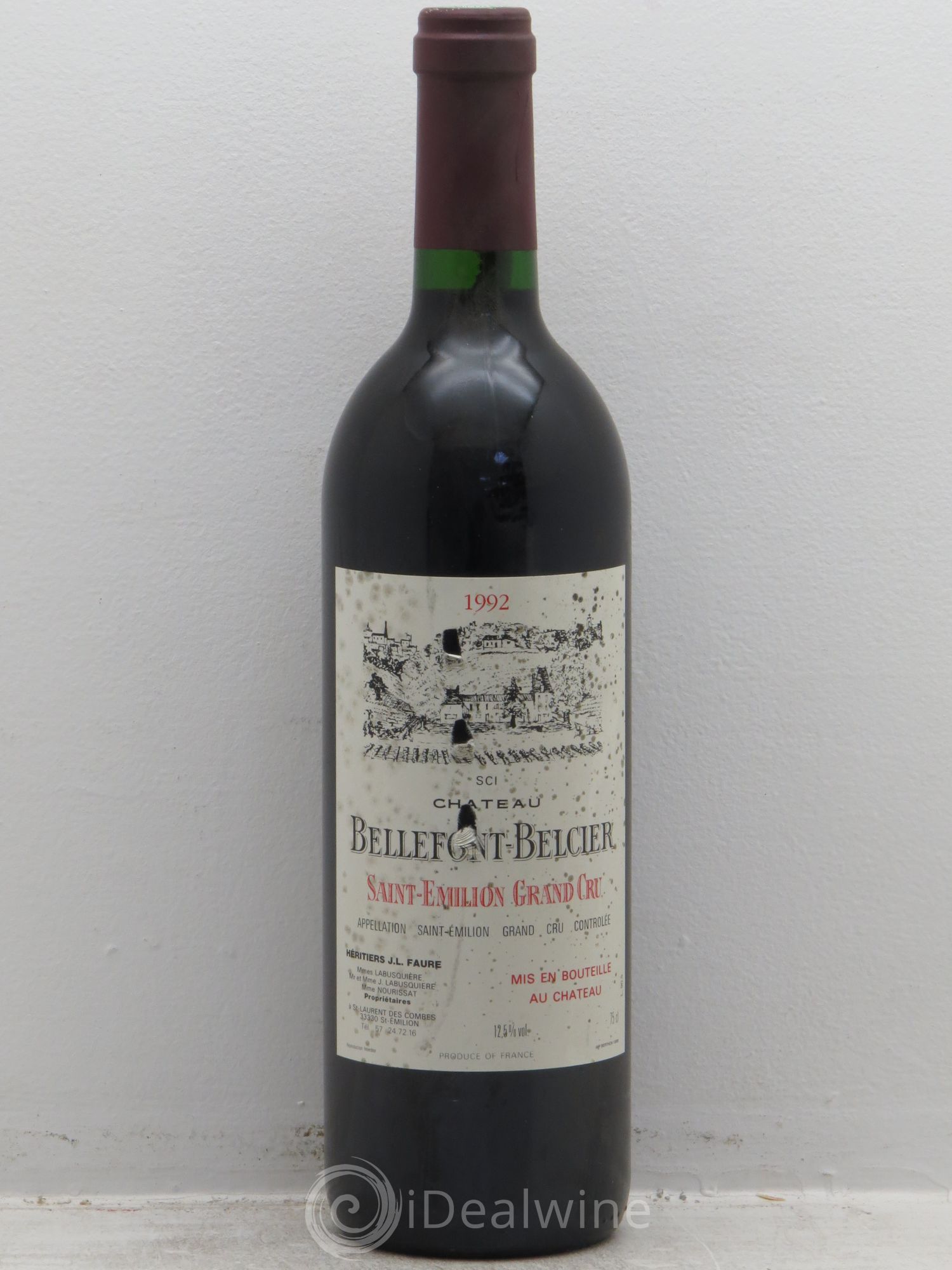 Château Bellefont-Belcier Grand Cru Classé (sans prix de réserve) 1992 - Lot de 6 bouteilles - 0