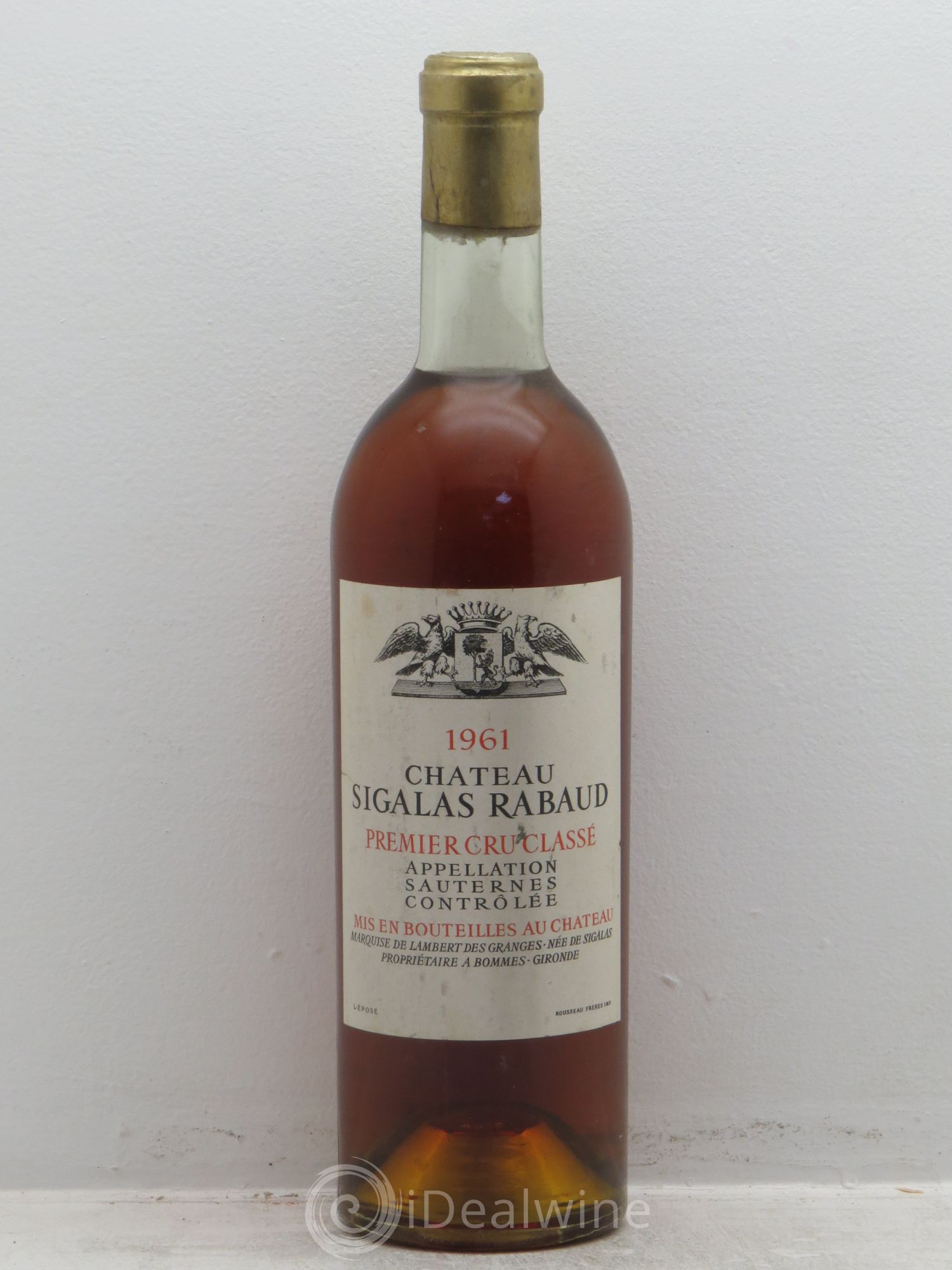 Château Sigalas Rabaud 1er Grand Cru Classé 1961 - Lot de 1 bouteille - 0