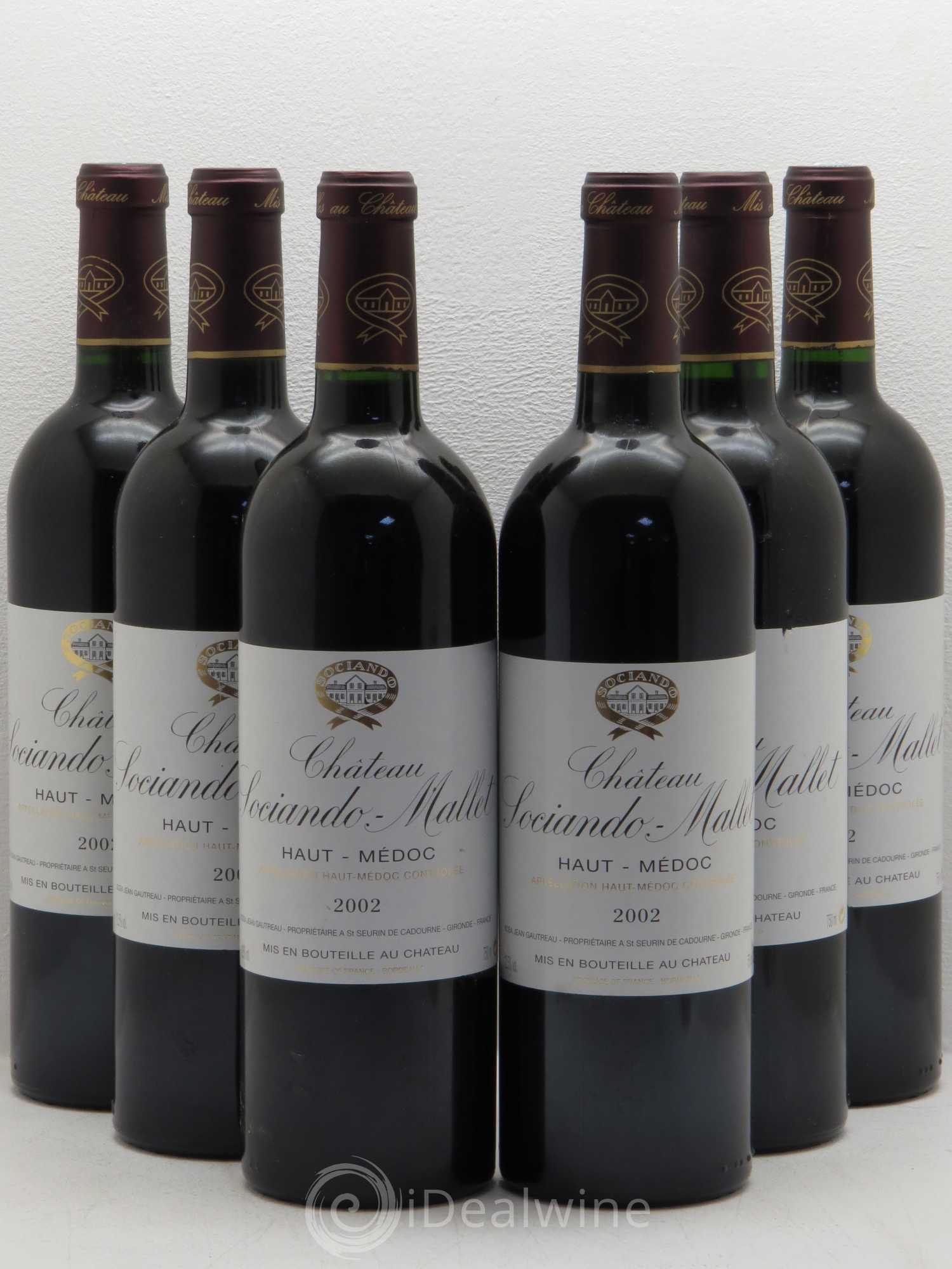 Château Sociando Mallet 2002 - Lot de 6 bouteilles - 0