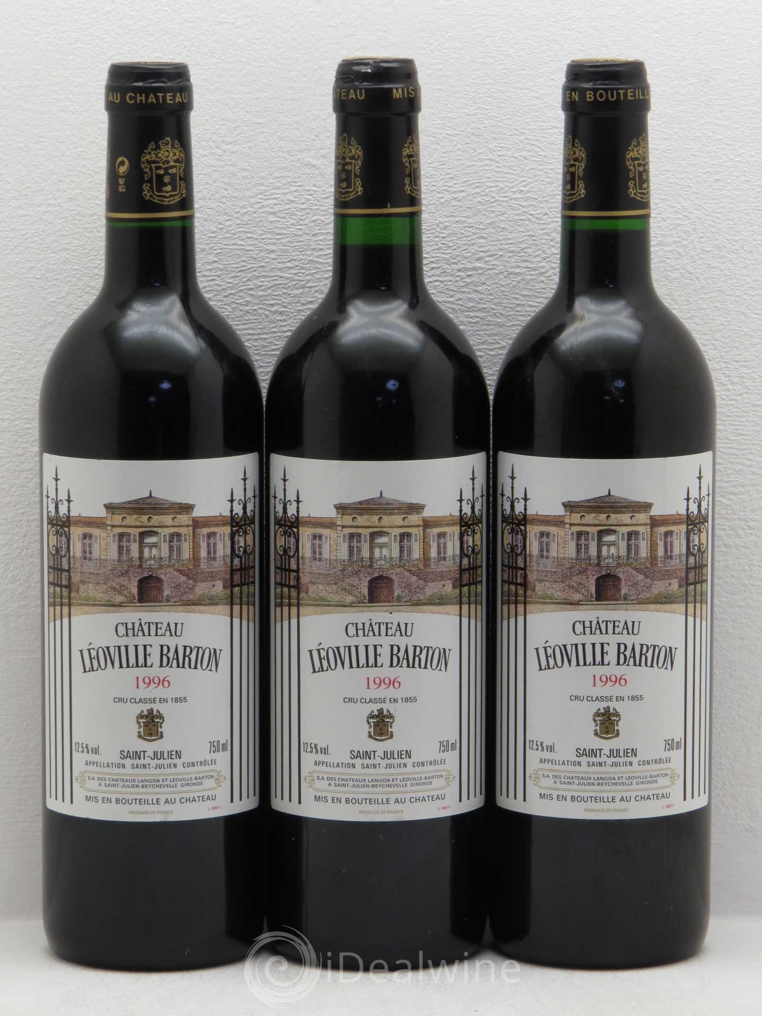 Château Léoville Barton 2ème Grand Cru Classé 1996 - Lot de 3 bouteilles - 0