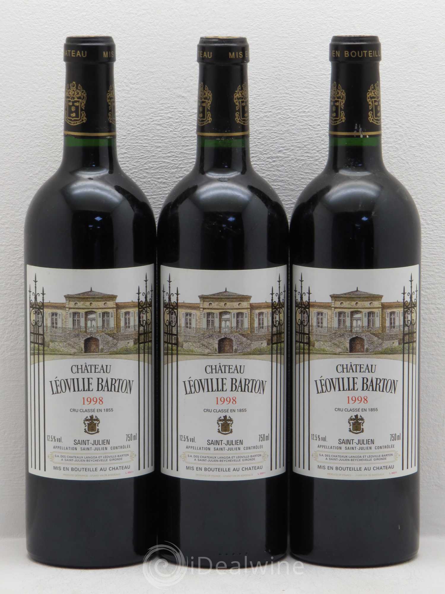 Château Léoville Barton 2ème Grand Cru Classé 1998 - Lot de 3 bouteilles - 0