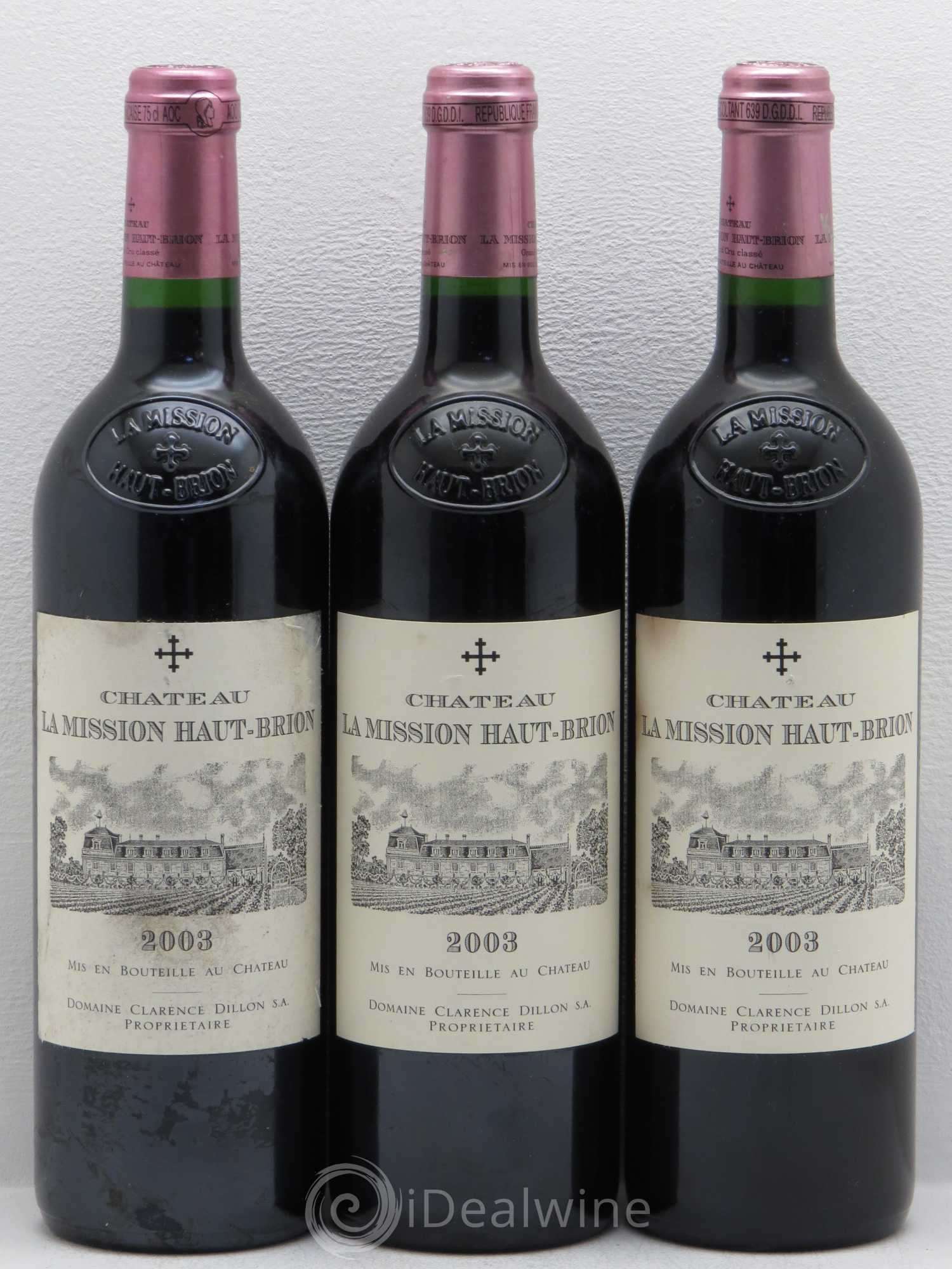 Château la Mission Haut-Brion Cru Classé de Graves 2003 - Lot de 3 bouteilles - 0