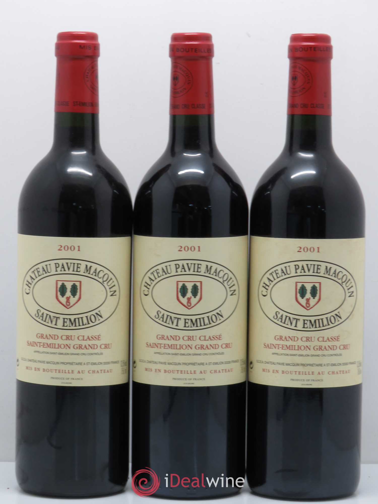 Château Pavie Macquin 1er Grand Cru Classé B 2001 - Lot de 3 bouteilles - 0