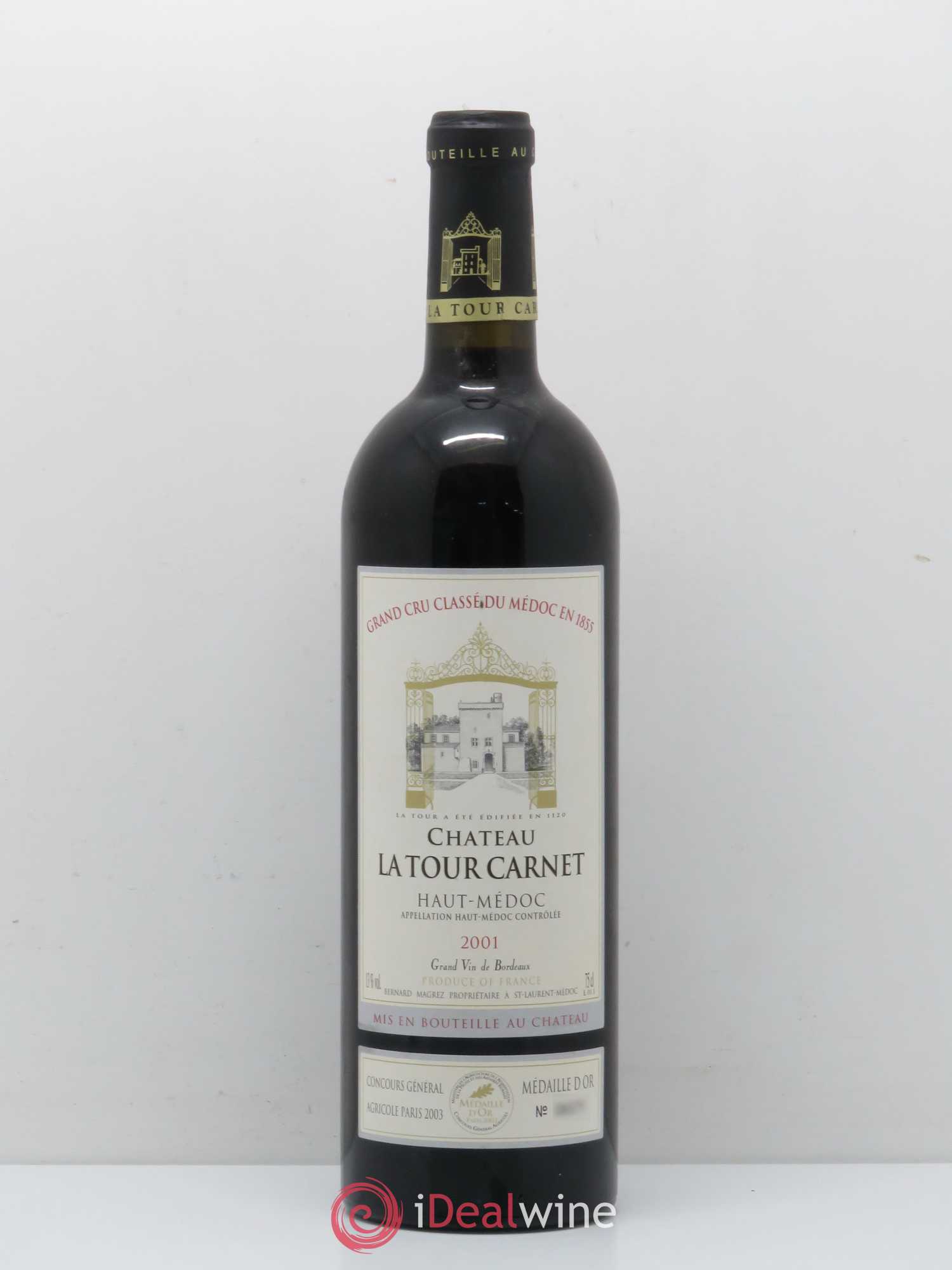 Château la Tour Carnet 4ème Grand Cru Classé 2001 - Lot de 1 bouteille - 0