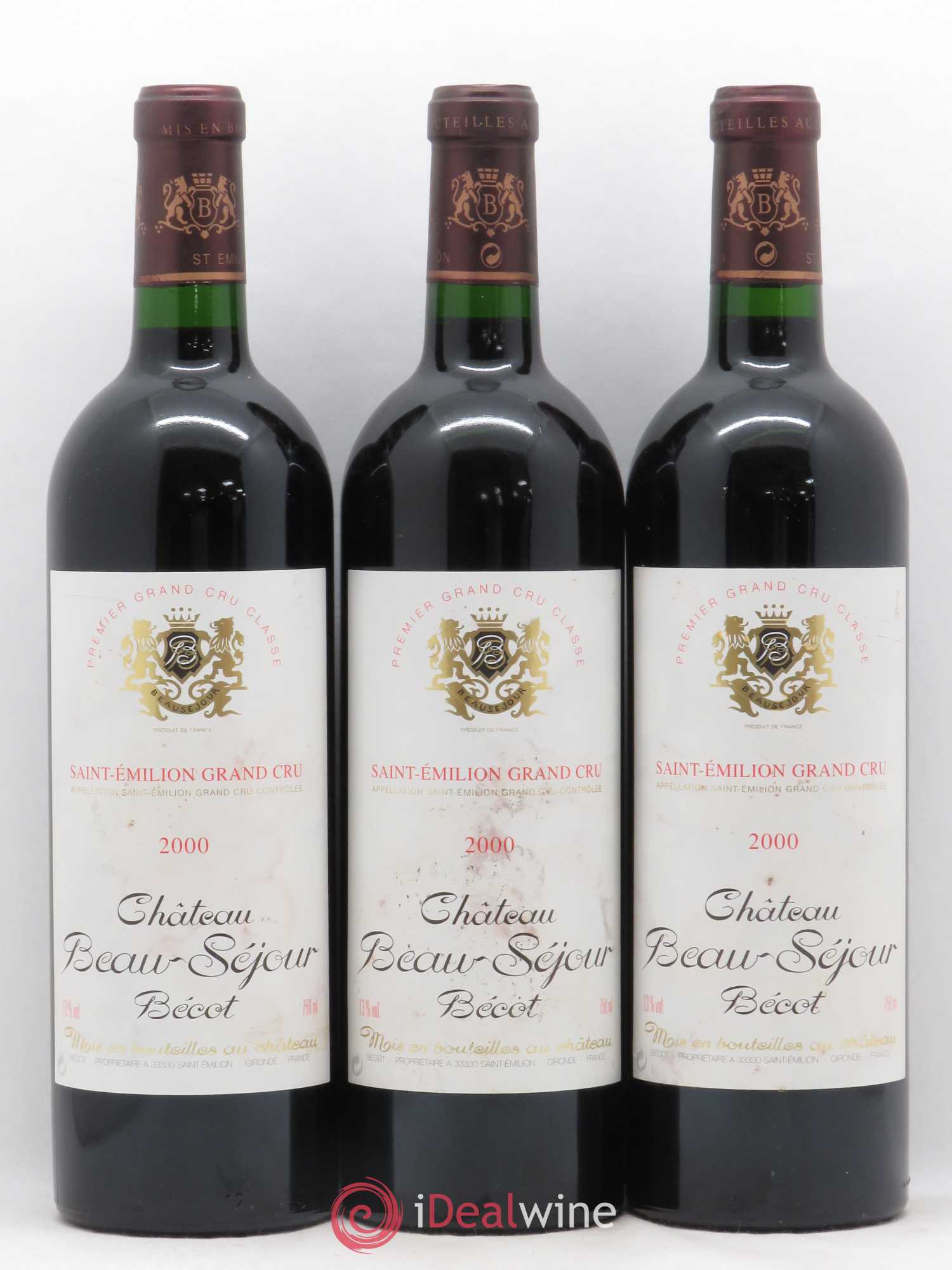 Château Beau-Séjour Bécot 1er Grand Cru Classé B 2000 - Lot de 3 bouteilles - 0