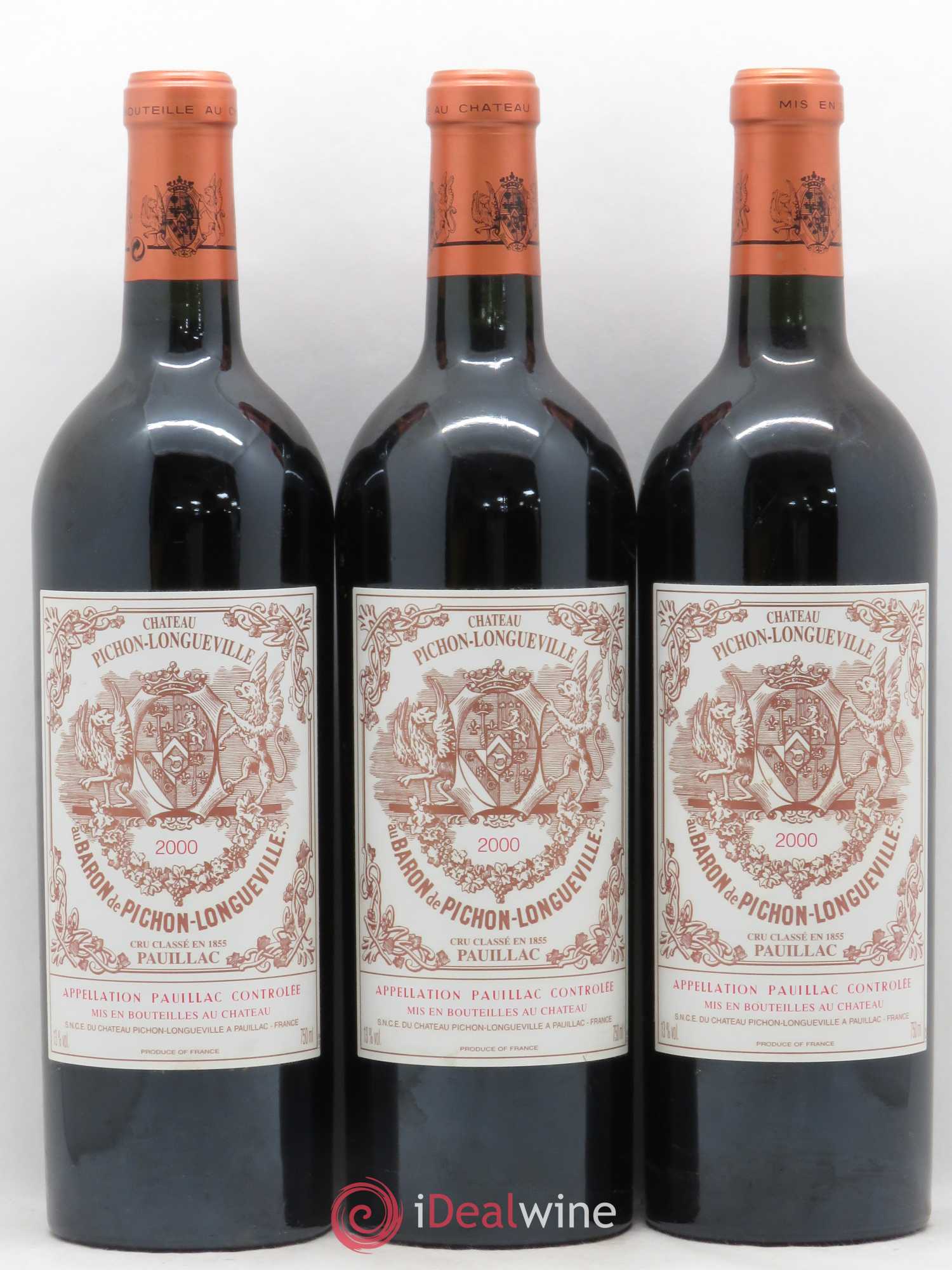 Pichon Longueville Baron 2ème Grand Cru Classé 2000 - Lot de 3 bouteilles - 0