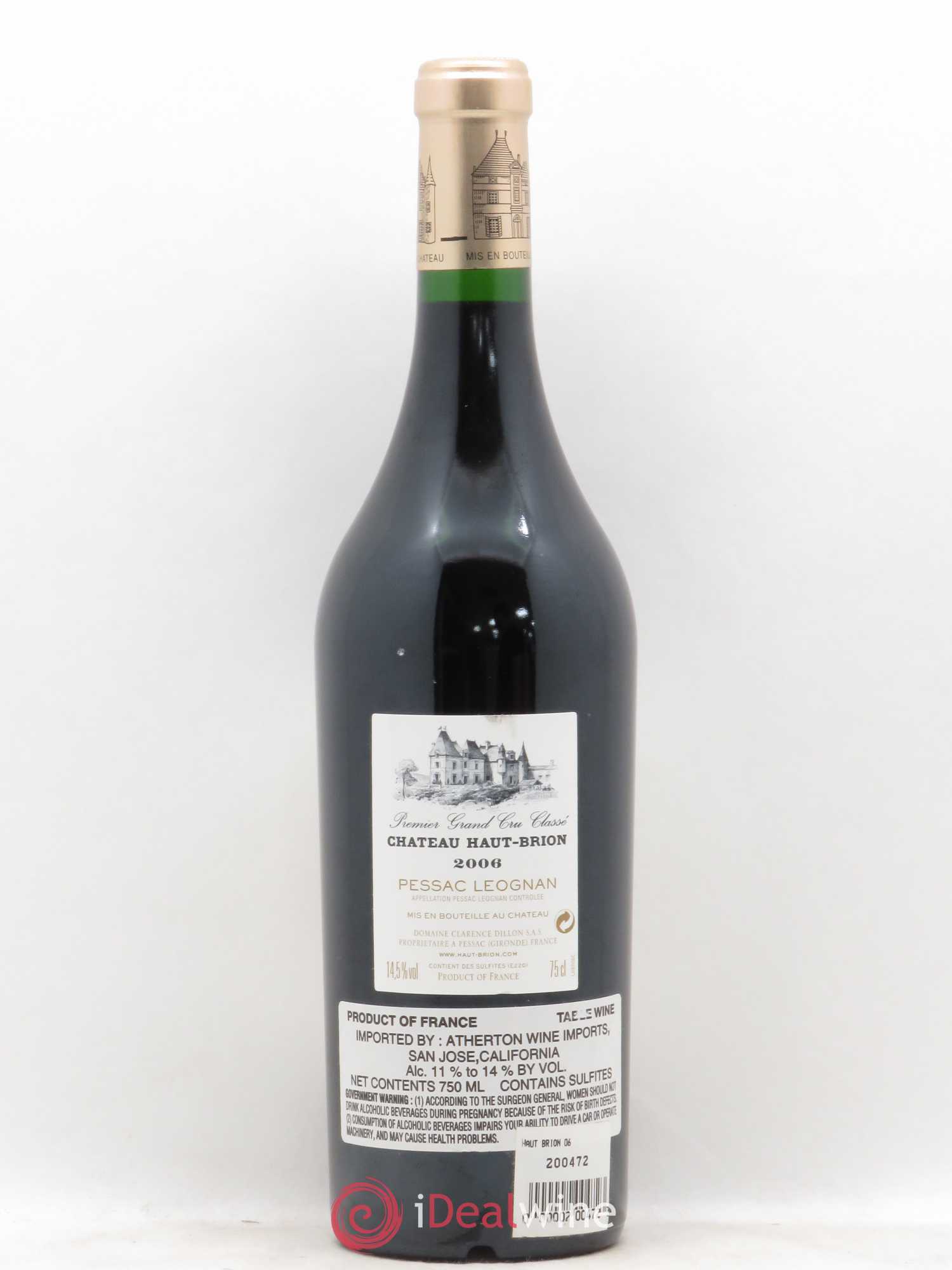 Château Haut Brion 1er Grand Cru Classé 2006 - Lot de 1 bouteille - 1