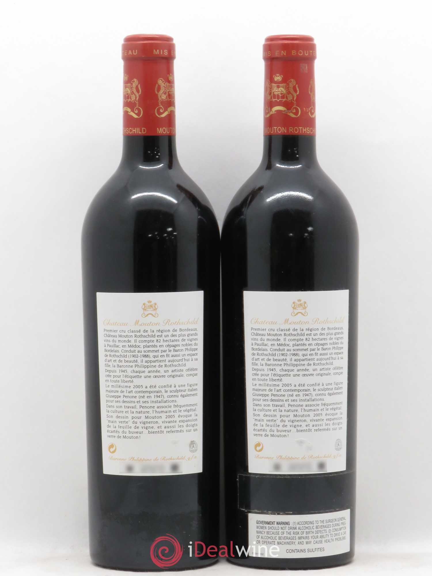Château Mouton Rothschild 1er Grand Cru Classé 2005 - Lot de 2 bouteilles - 1
