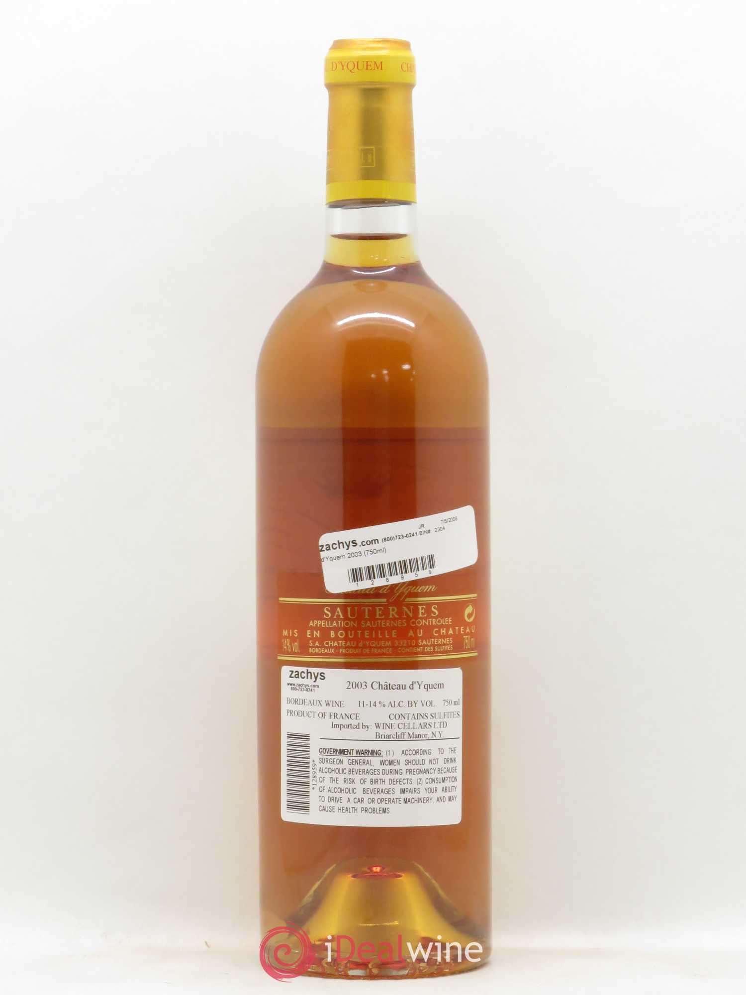 Château d' Yquem 1er Cru Classé Supérieur 2003 - Lotto di 1 bottiglia - 1