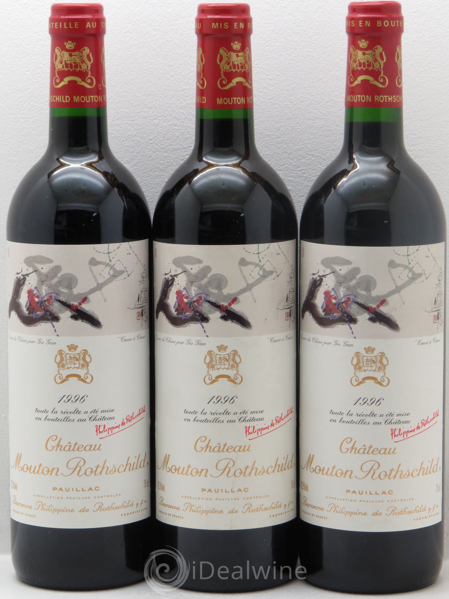Château Mouton Rothschild 1er Grand Cru Classé 1996 - Lot de 3 bouteilles - 0