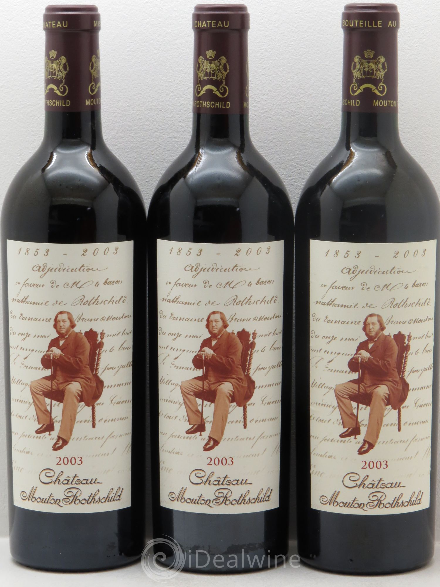 Château Mouton Rothschild 1er Grand Cru Classé 2003 - Lot de 3 bouteilles - 0