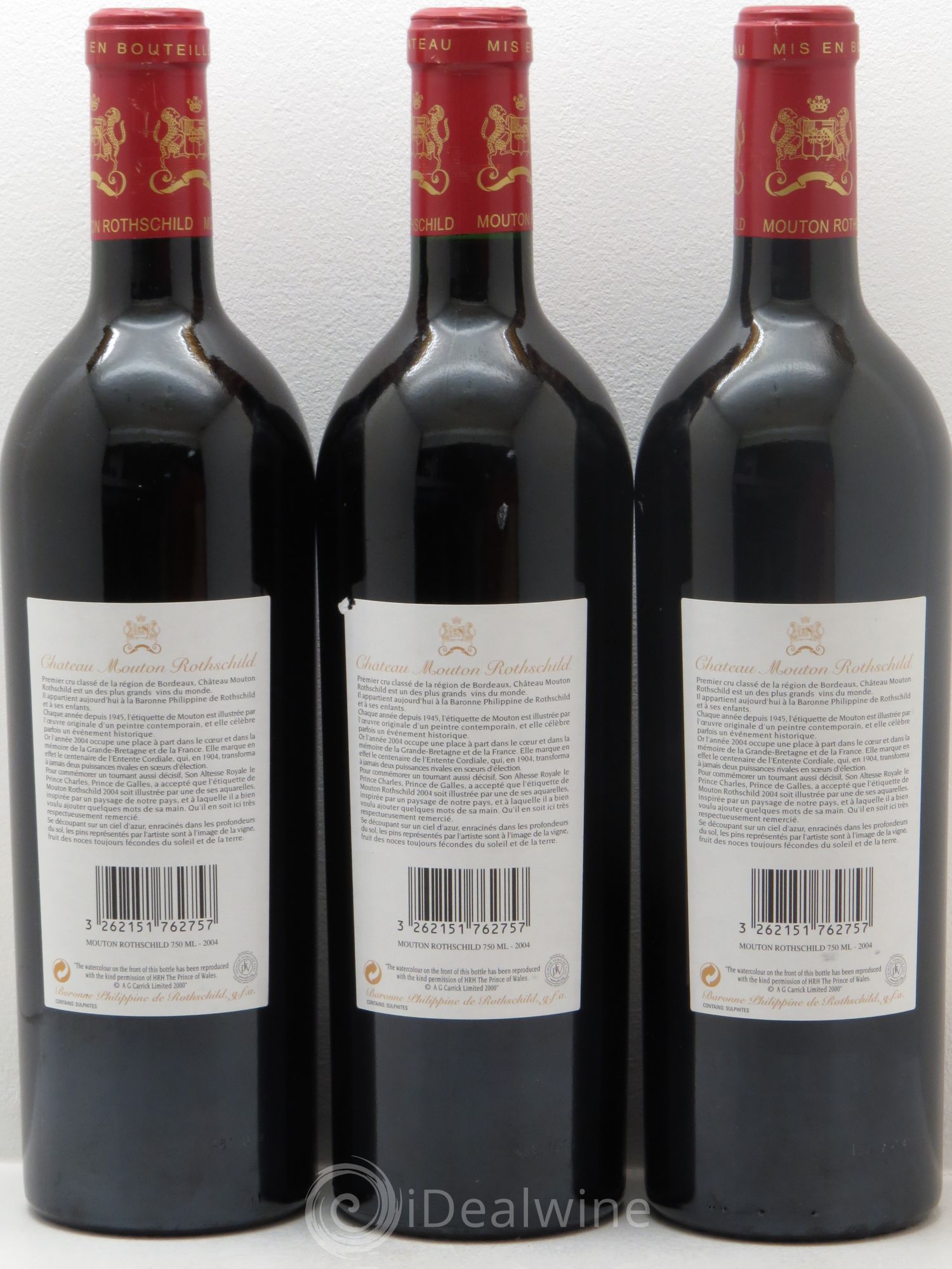 Château Mouton Rothschild 1er Grand Cru Classé 2004 - Lot de 3 bouteilles - 1