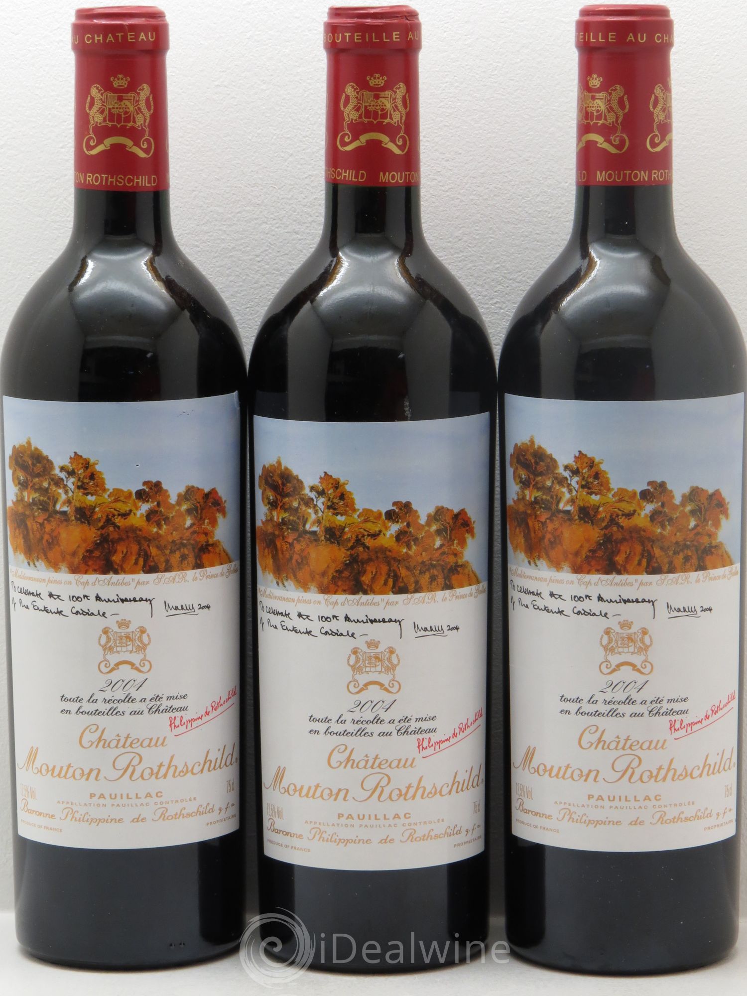 Château Mouton Rothschild 1er Grand Cru Classé 2004 - Lot de 3 bouteilles - 0