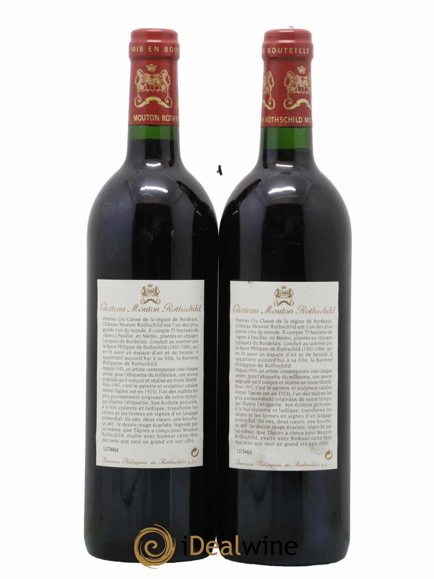 Château Mouton Rothschild 1er Grand Cru Classé 1995 - Lot de 2 bouteilles - 1