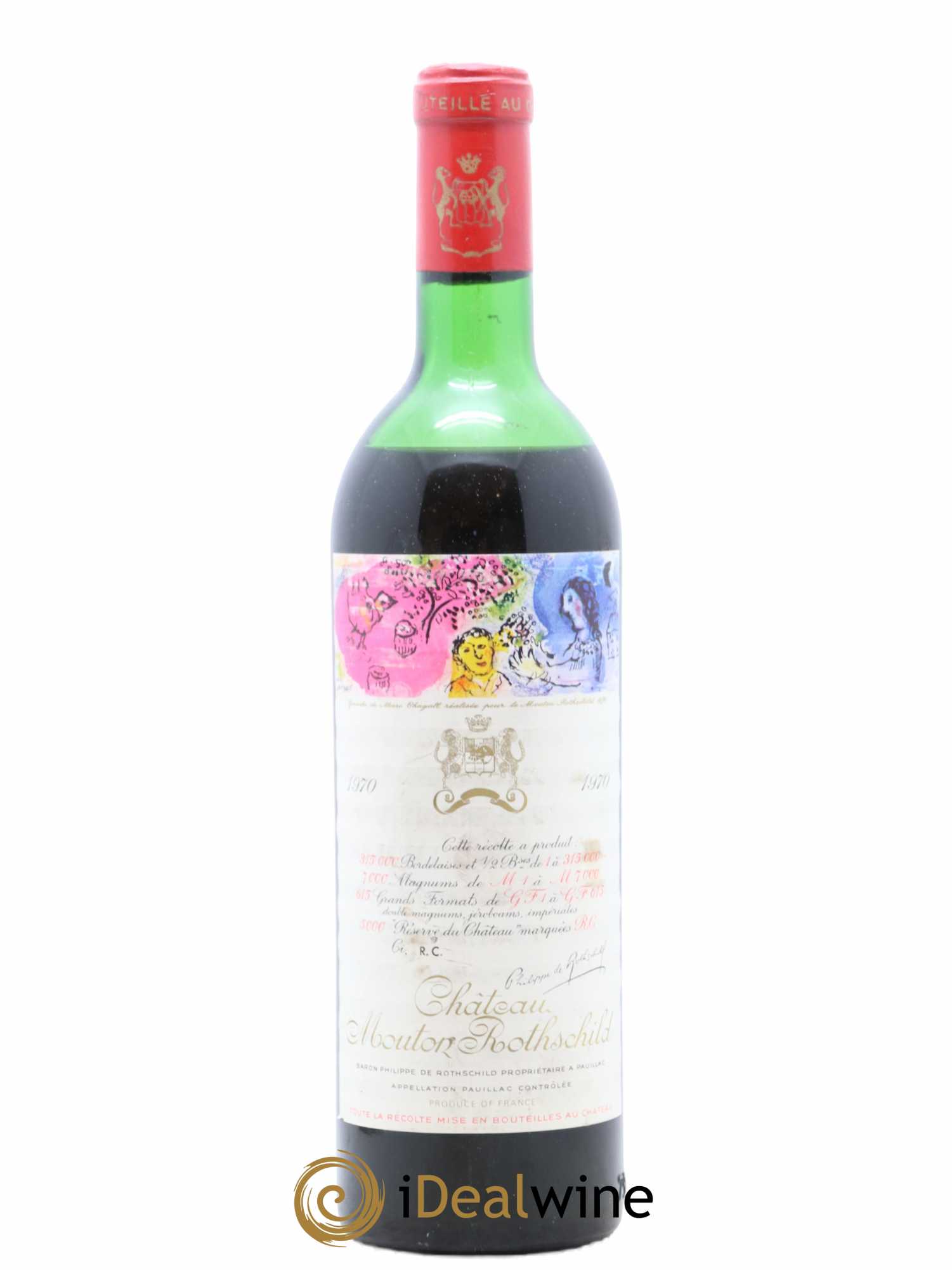 Château Mouton Rothschild 1er Grand Cru Classé 1970 - Lot de 1 bouteille - 0