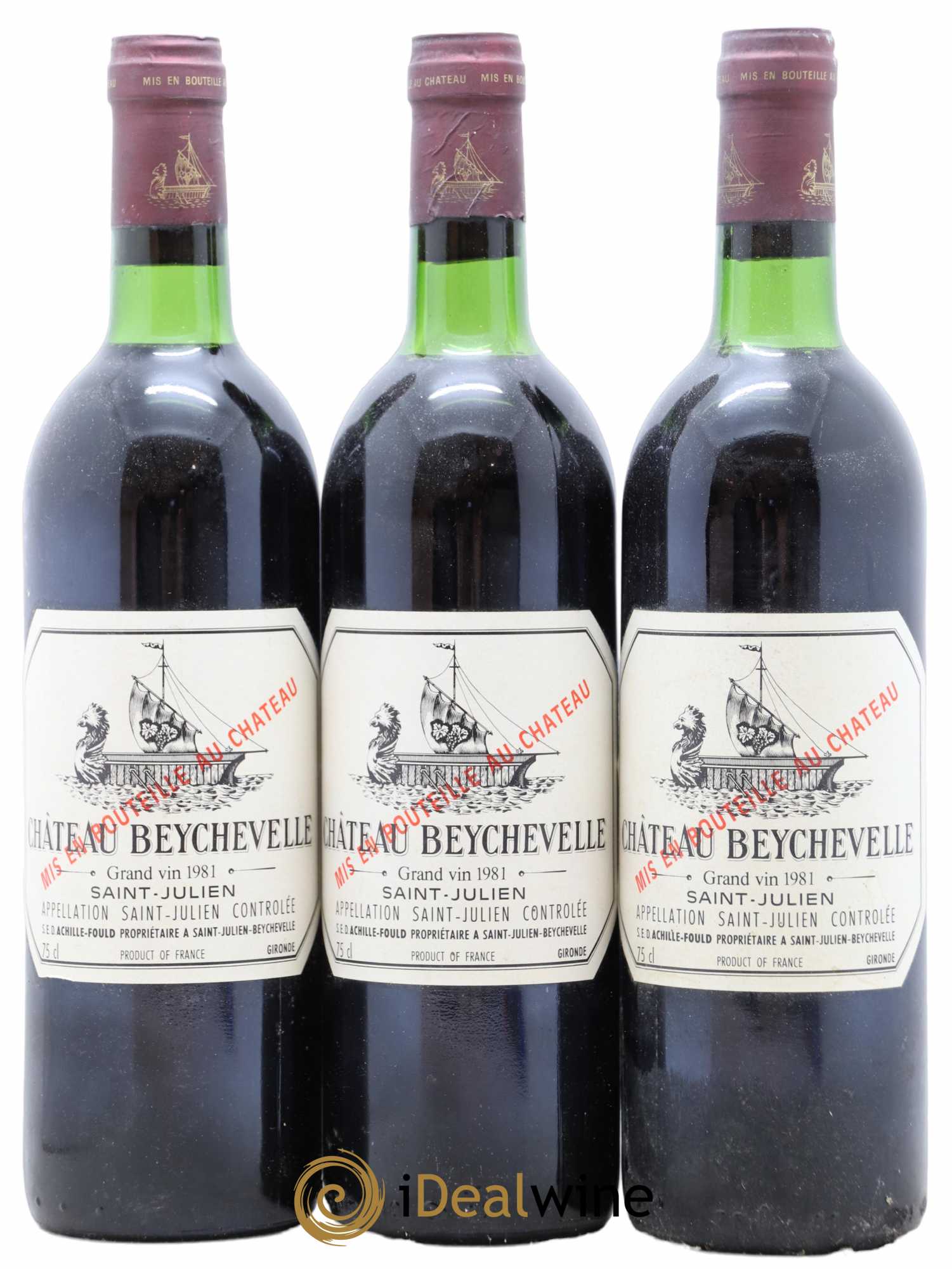 Château Beychevelle 4ème Grand Cru Classé 1981 - Lot de 3 bouteilles - 0