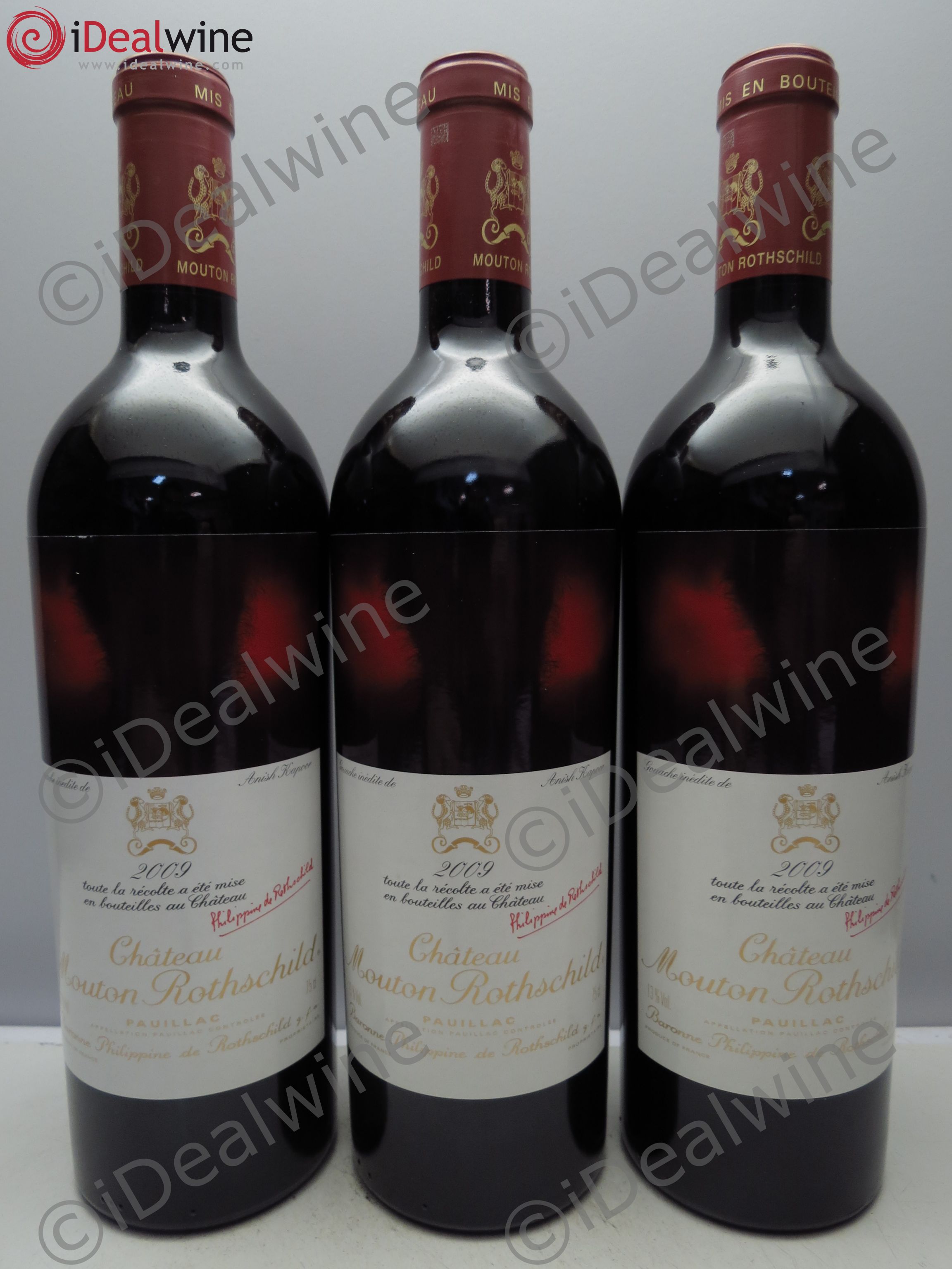 Château Mouton Rothschild 1er Grand Cru Classé 2009 - Lot de 3 bouteilles - 0
