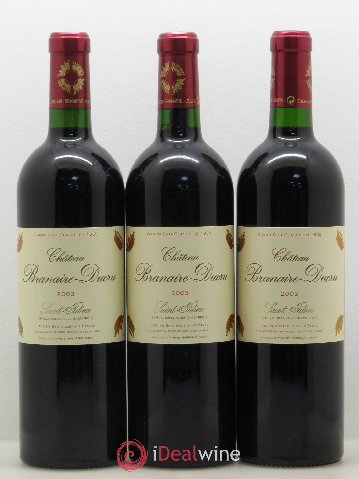 Château Branaire Ducru 4ème Grand Cru Classé 2003 - Lot de 3 bouteilles - 0