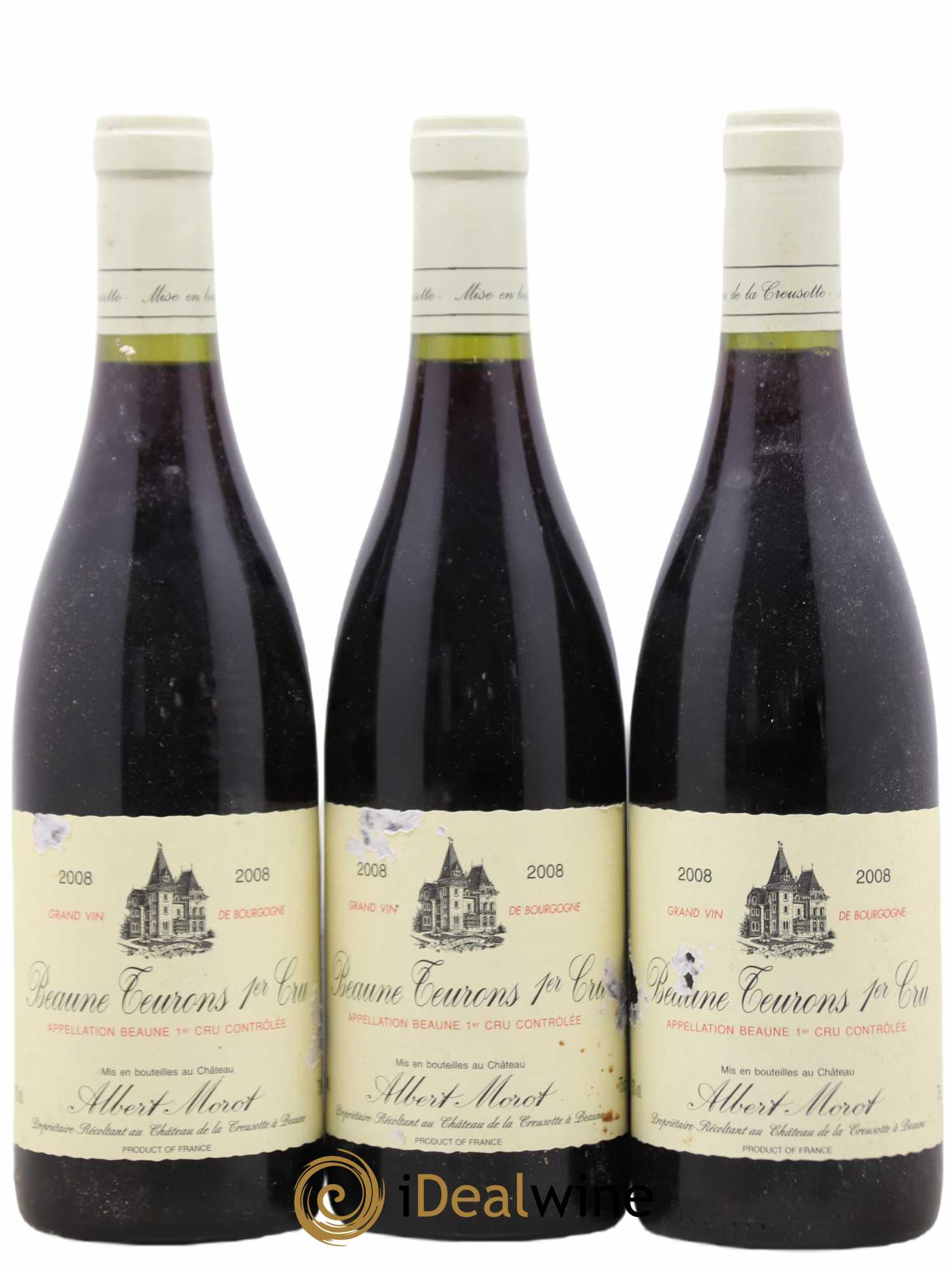 Beaune 1er Cru Les Teurons Domaine Albert Morot (sans prix de réserve) (sans prix de réserve) 2008 - Lot de 3 bouteilles - 0