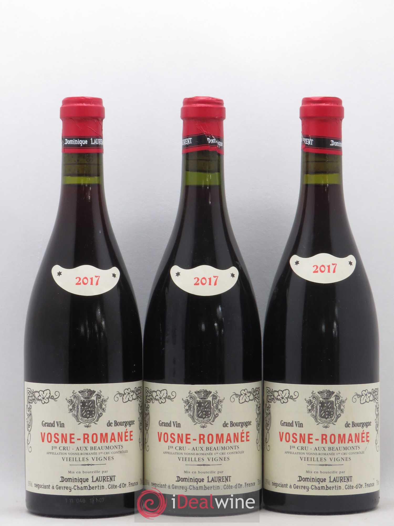 Vosne-Romanée 1er Cru Aux Beaumonts Vieilles Vignes Dominique Laurent 2017 - Lot de 3 bouteilles - 0
