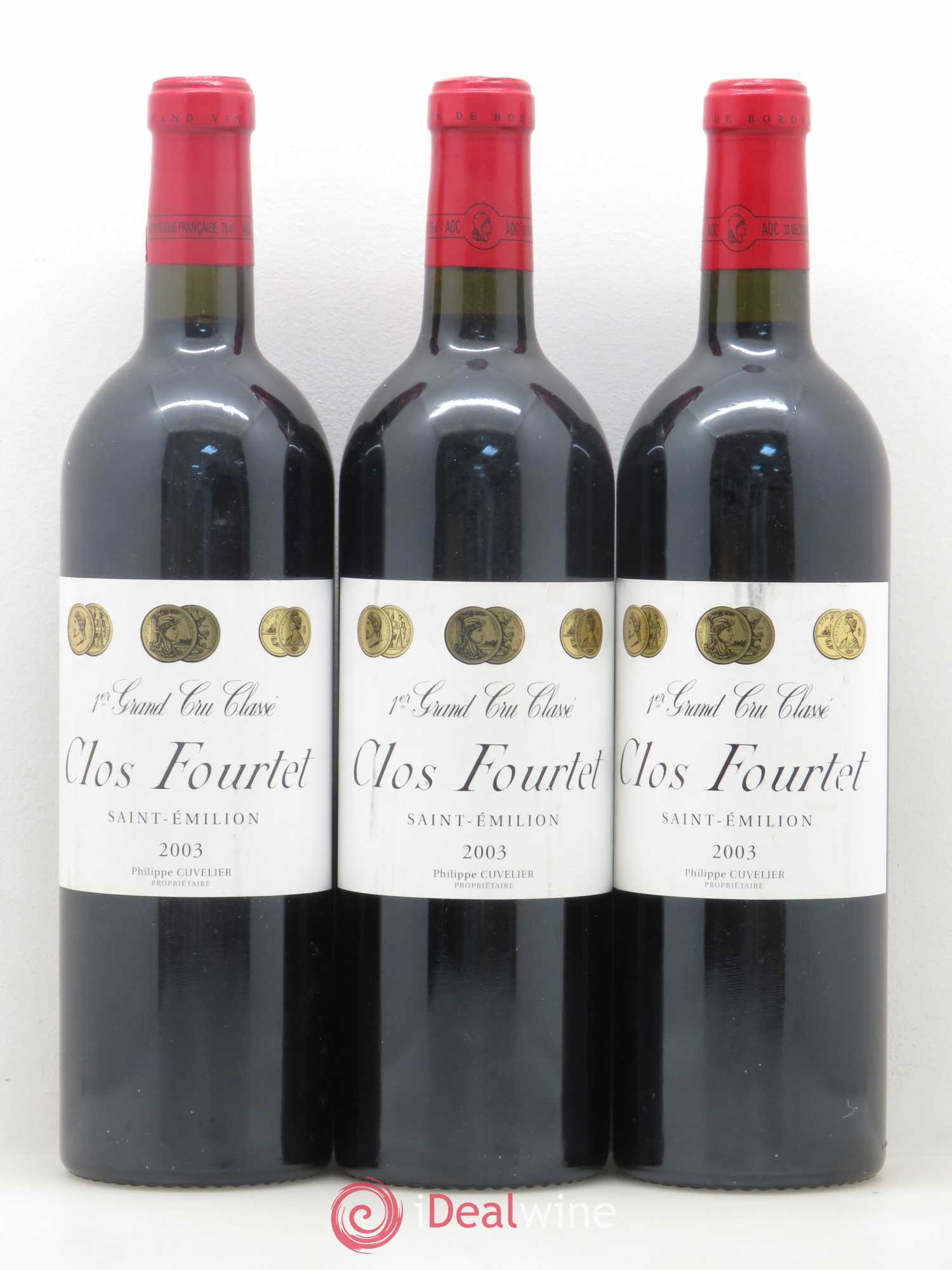Clos Fourtet 1er Grand Cru Classé B 2003 - Lot de 3 bouteilles - 0