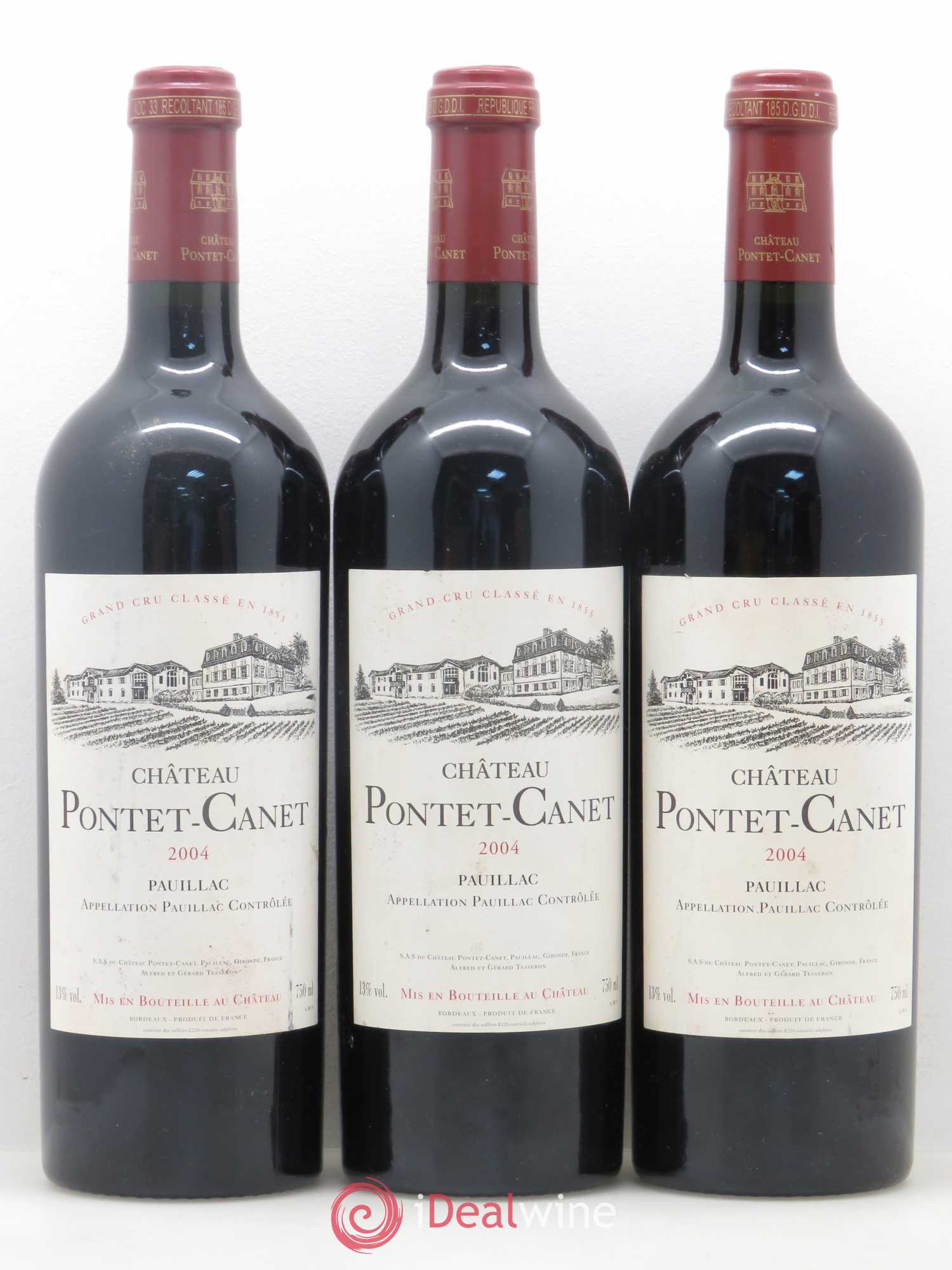 Château Pontet Canet 5ème Grand Cru Classé 2004 - Lot de 3 bouteilles - 0