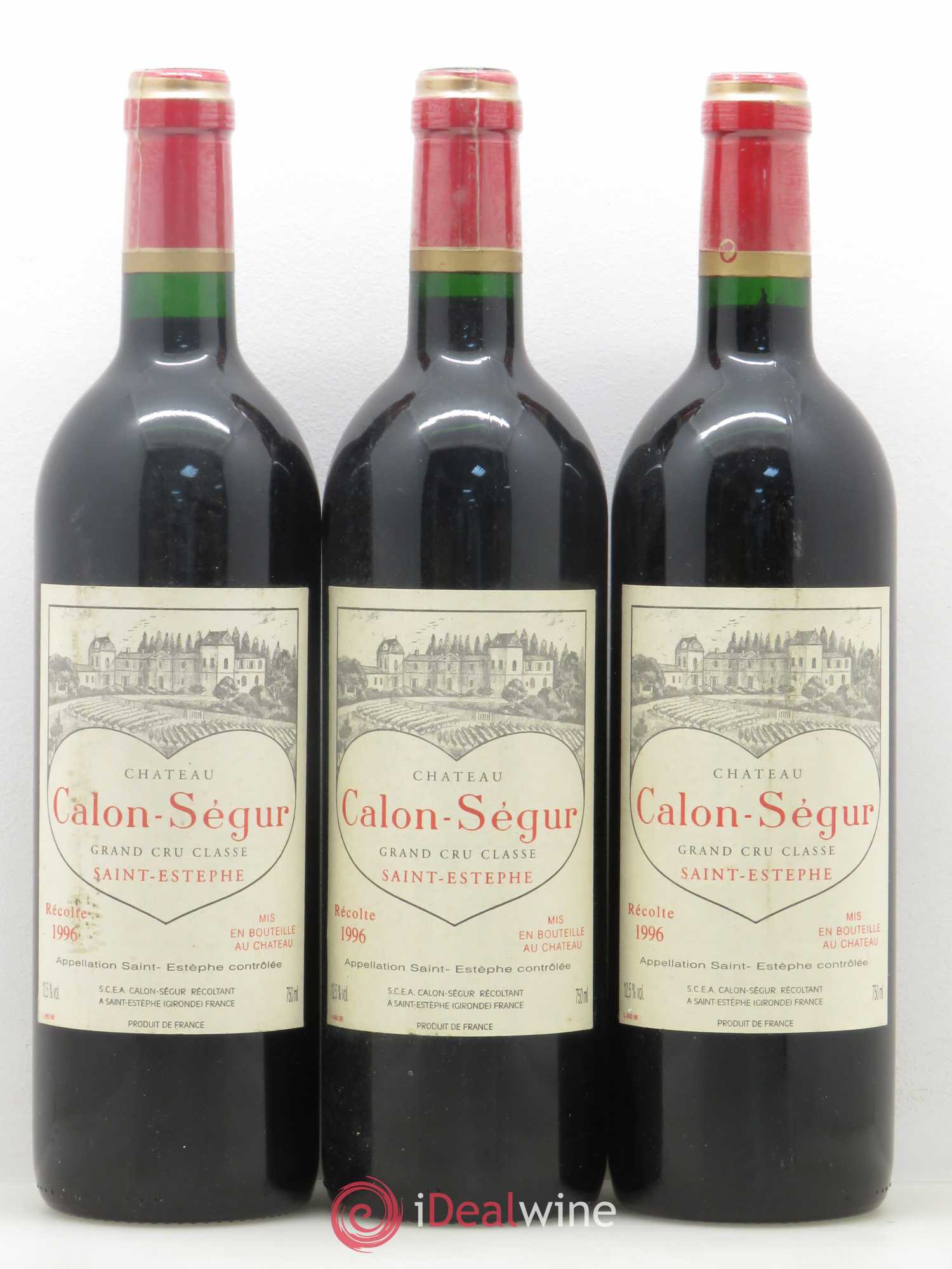 Château Calon Ségur 3ème Grand Cru Classé 1996 - Lot de 3 bouteilles - 0