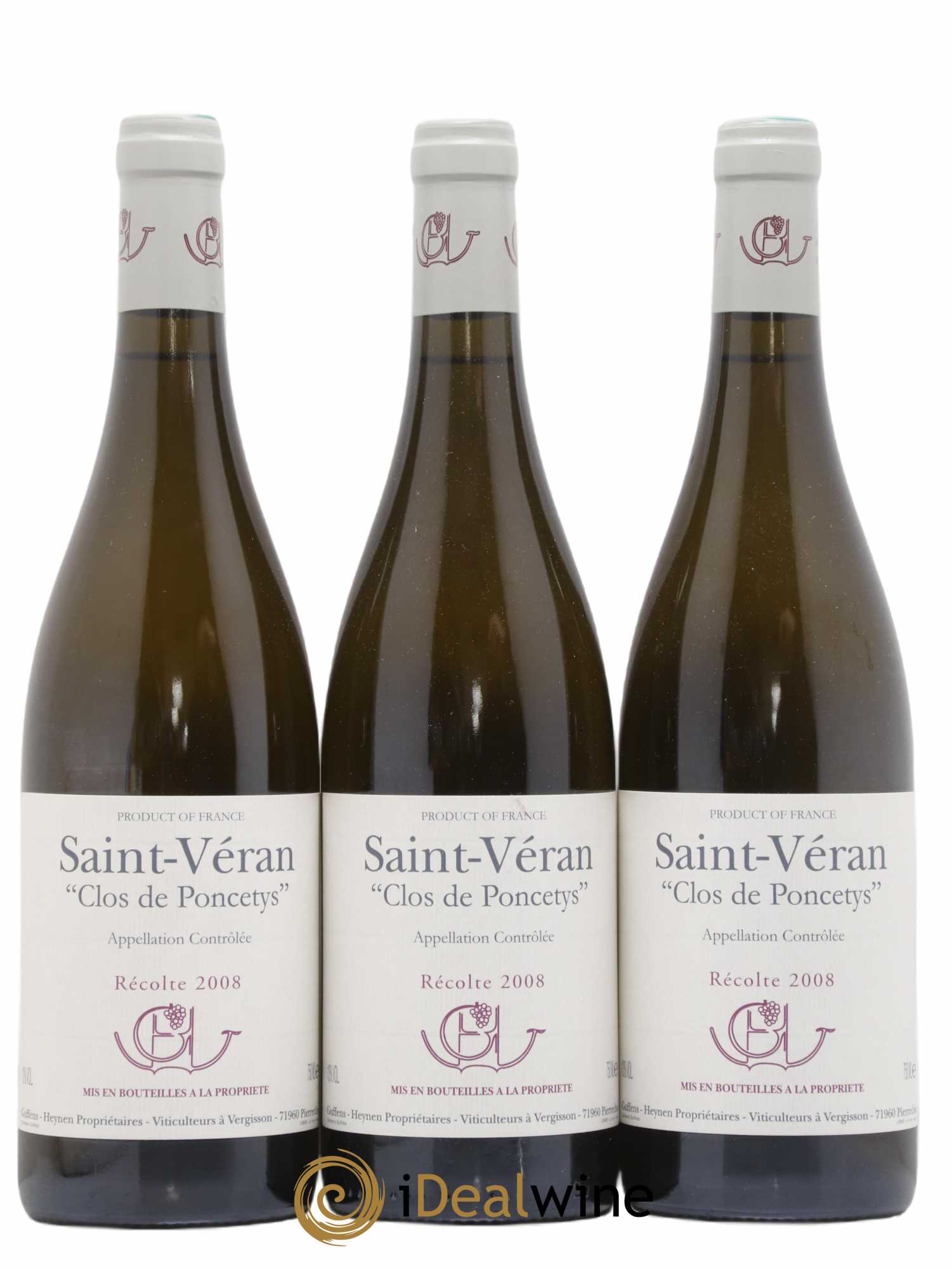 Saint-Véran Clos de Poncetys Guffens-Heynen 2008 - Lot de 3 bouteilles - 0