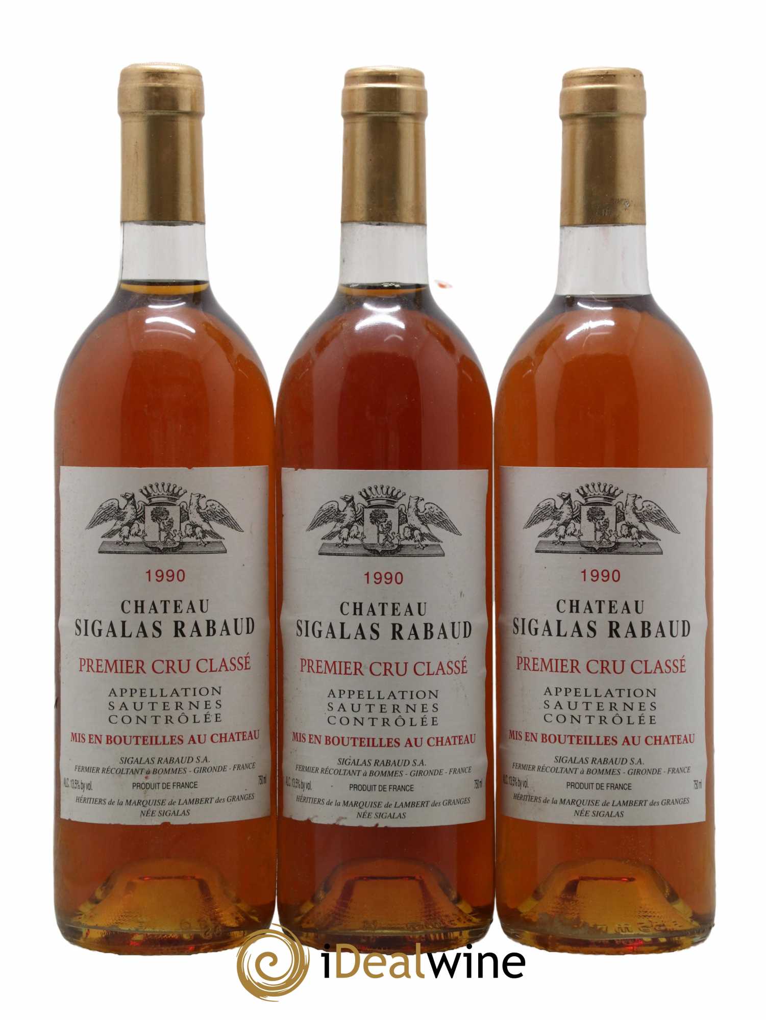 Château Sigalas Rabaud 1er Grand Cru Classé 1990 - Lotto di 3 bottiglie - 0